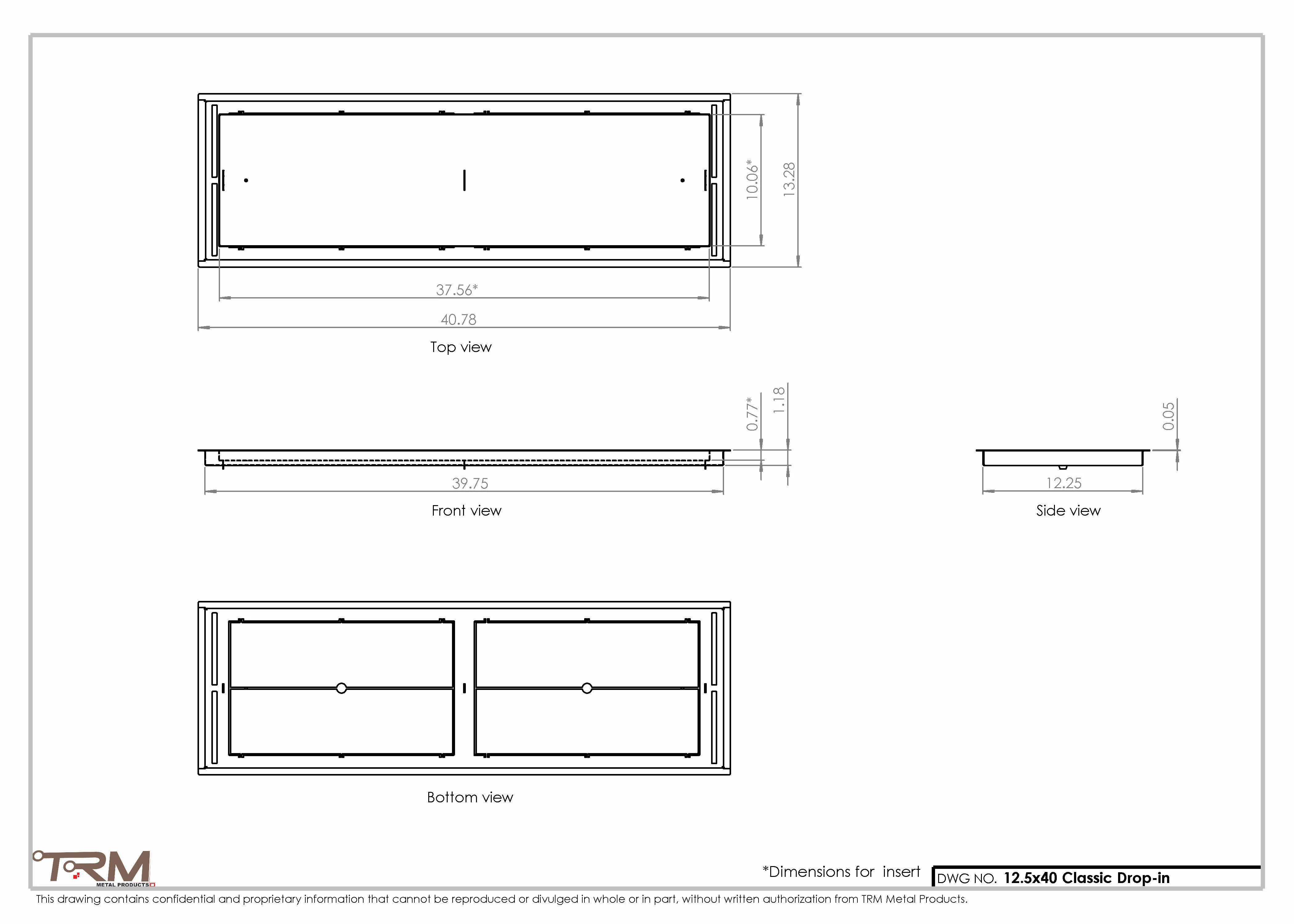 12.5x40 - Classic Drop-in Air Vent, Flush Floor-Matching, All Metal, Floor Vent Cover - TRM Metal  40x12.5 - Image 2