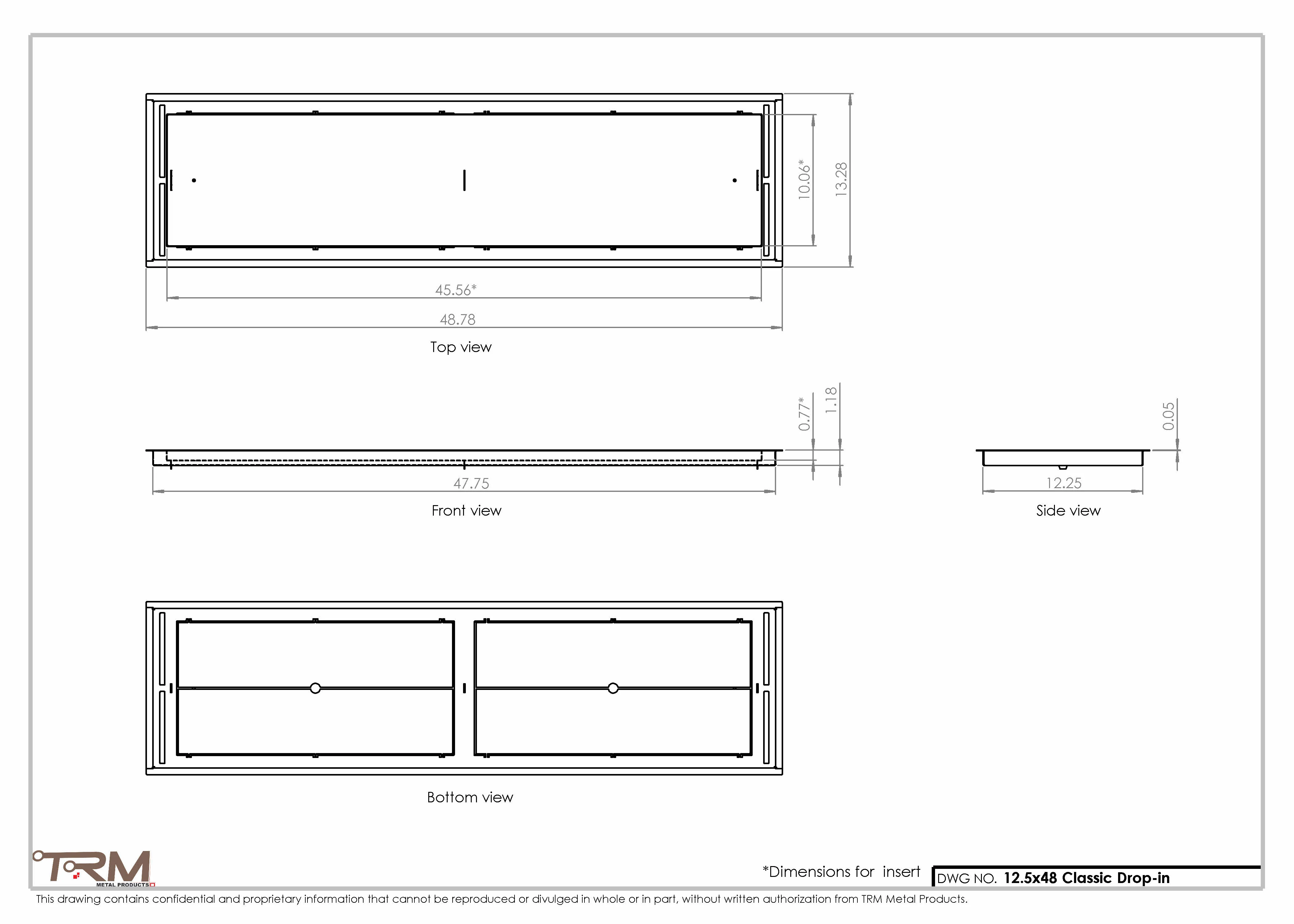 12.5x48 - Classic Drop-in Air Vent, Flush Floor-Matching, All Metal, Floor Vent Cover - TRM Metal 48x12.5 - Image 2