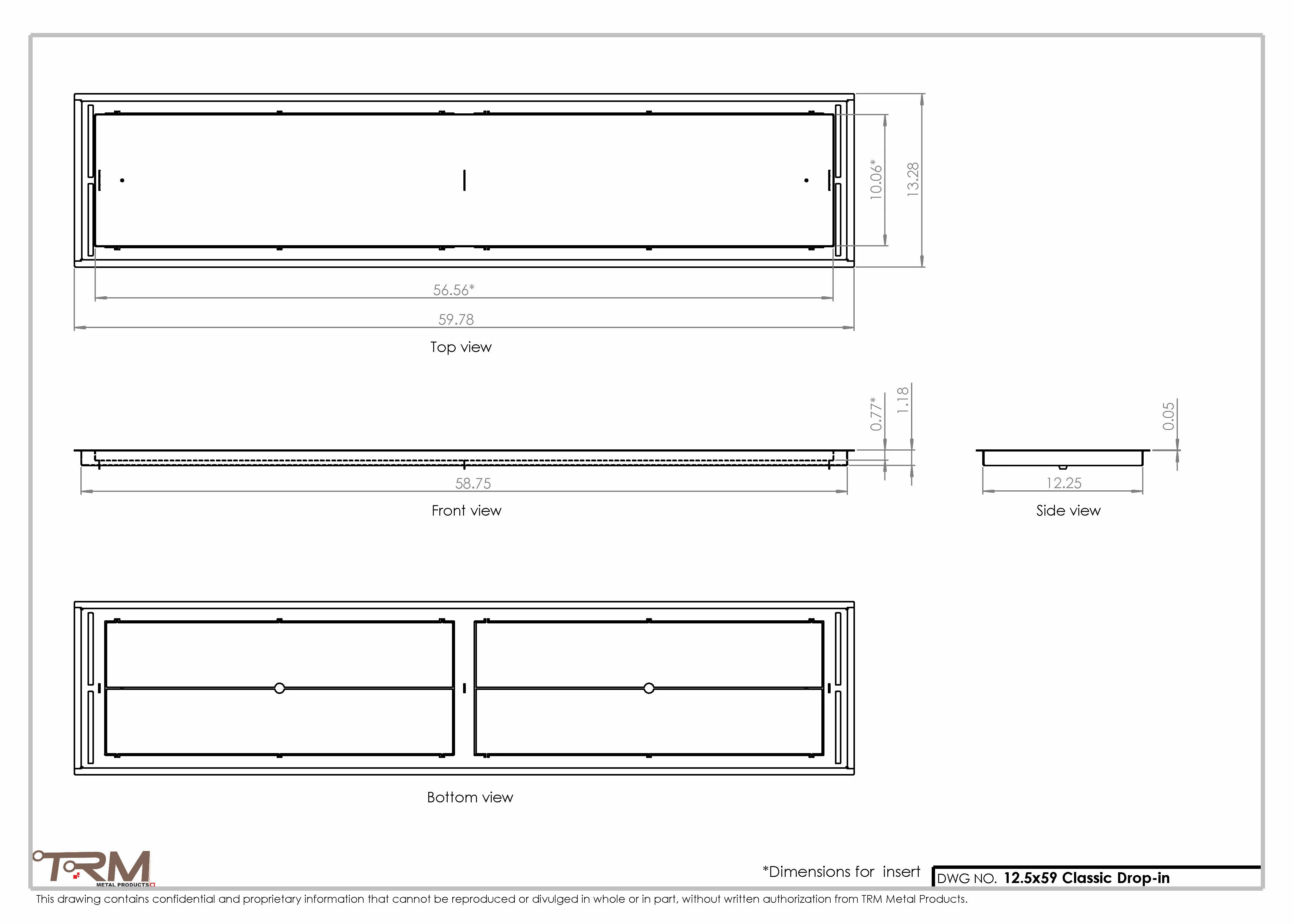 12.5x59 - Classic Drop-in Air Vent, Flush Floor-Matching, All Metal, Floor Vent Cover - TRM Metal  59x12.5 - Image 2