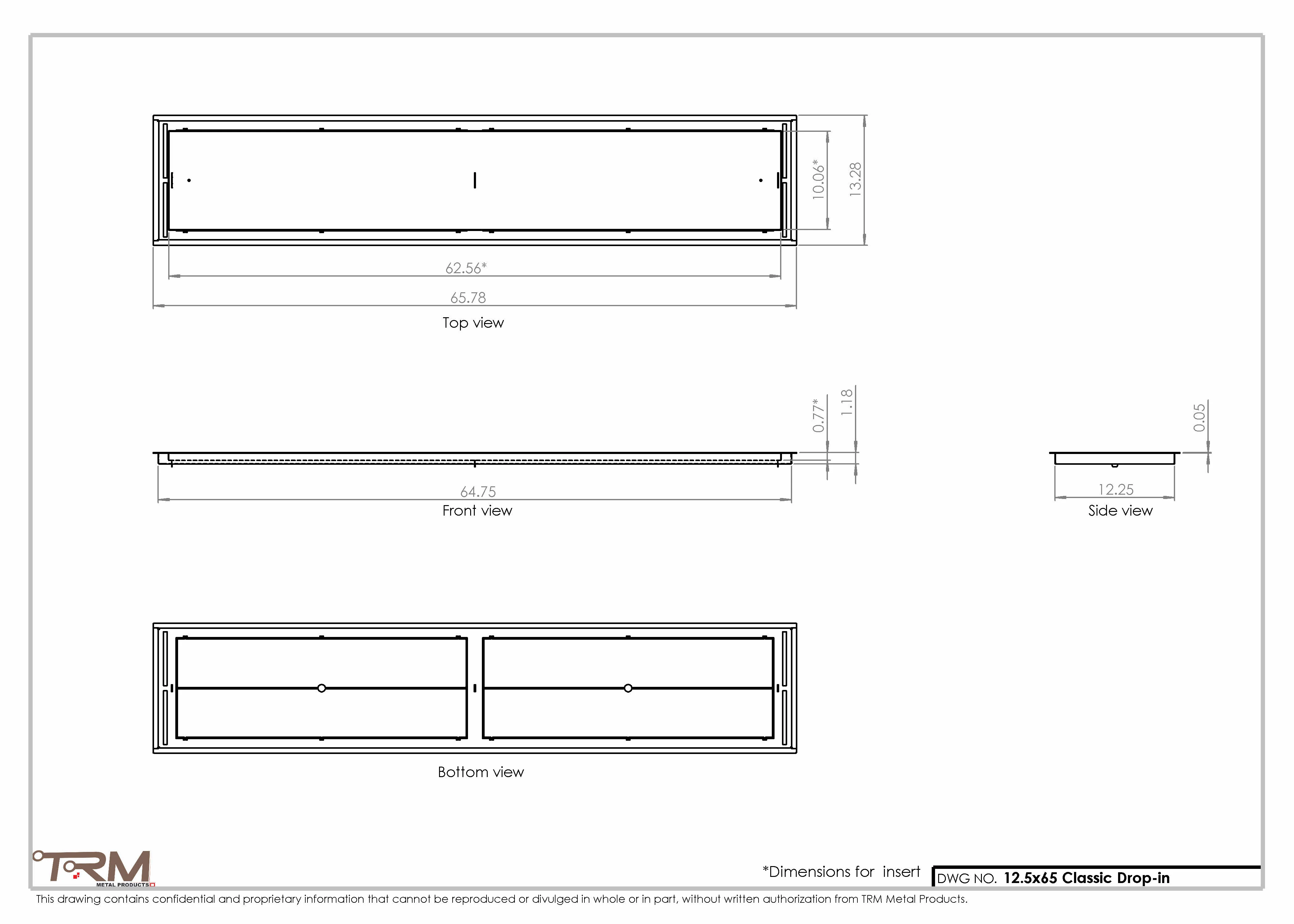 12.5x65 - Classic Drop-in Air Vent, Flush Floor-Matching, All Metal, Floor Vent Cover - TRM Metal 65x12.5 - Image 2