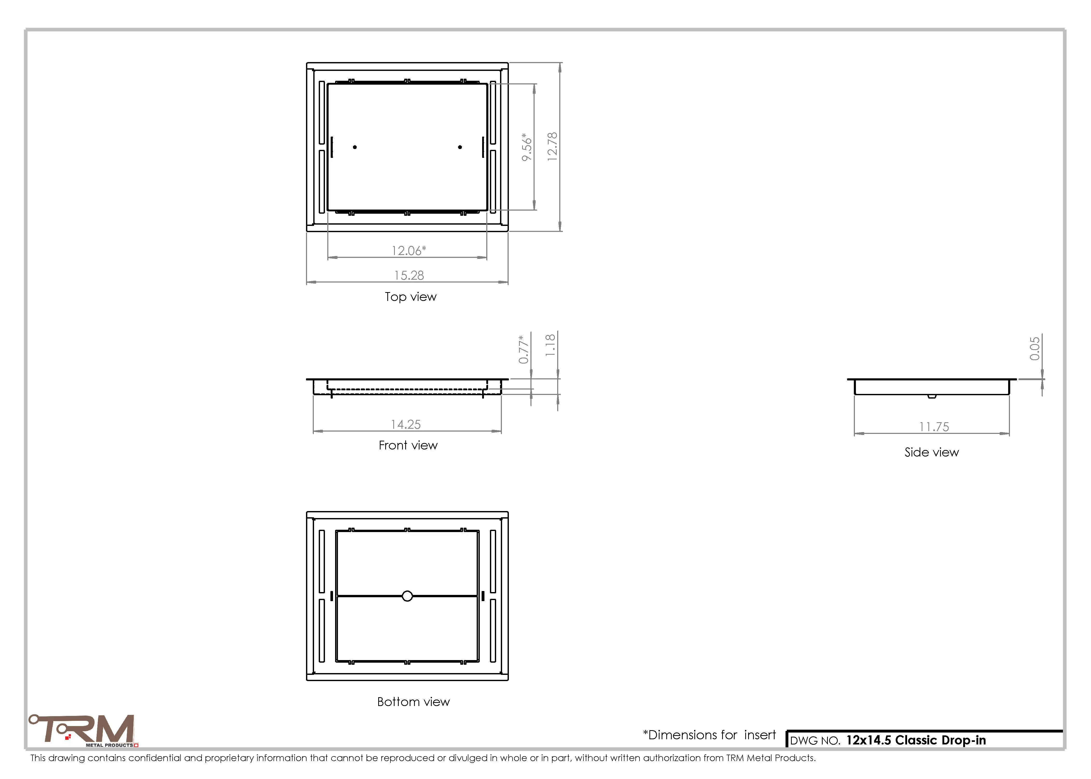 12x14.5 - Classic Drop-in Air Vent, Flush Floor-Matching, All Metal, Floor Vent Cover - TRM Metal  14.5x12 - Image 2