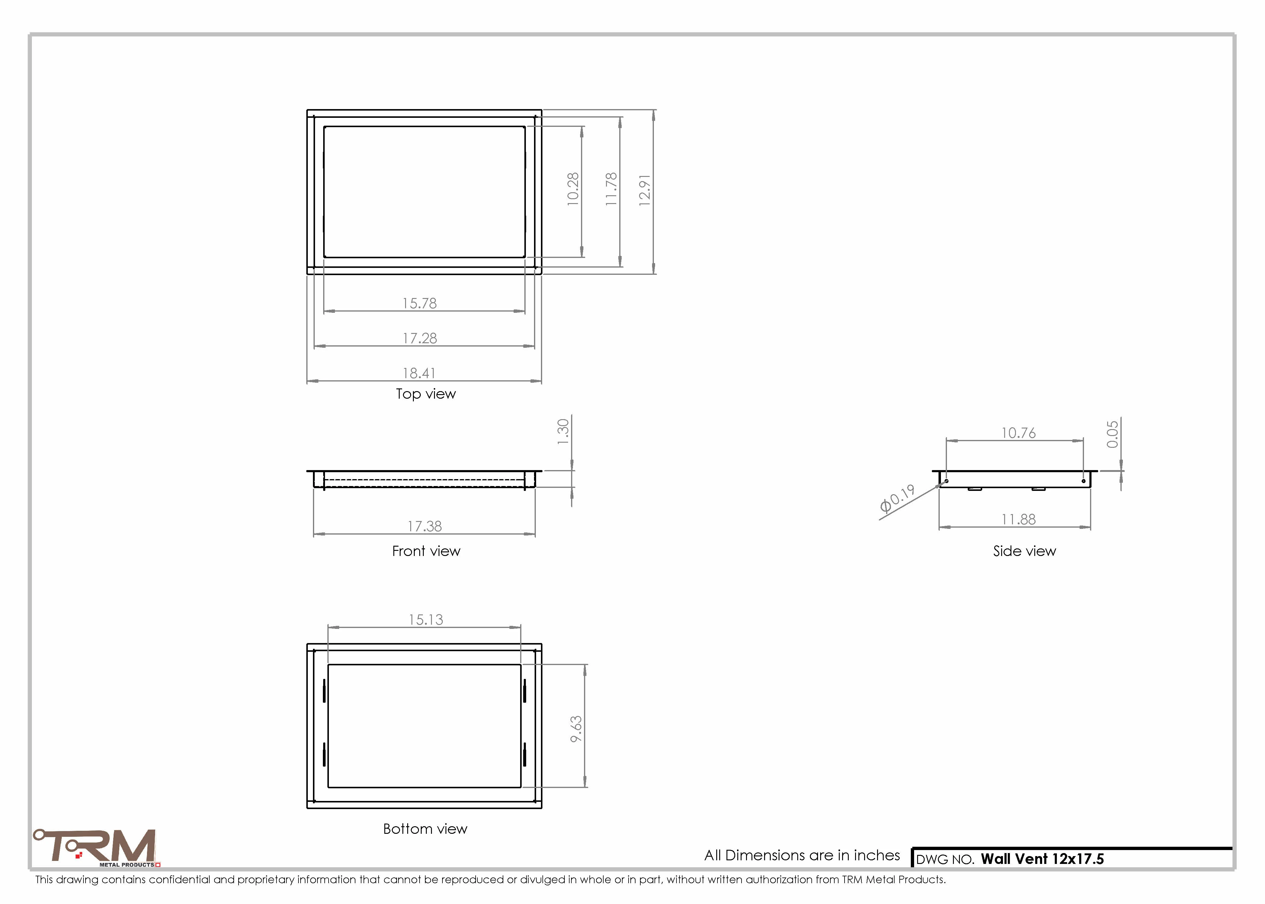 12x17.5 - Wall Vent - Modern Vent Cover -  Return Air Vent - TRM Metal  17.5x12 - Image 2