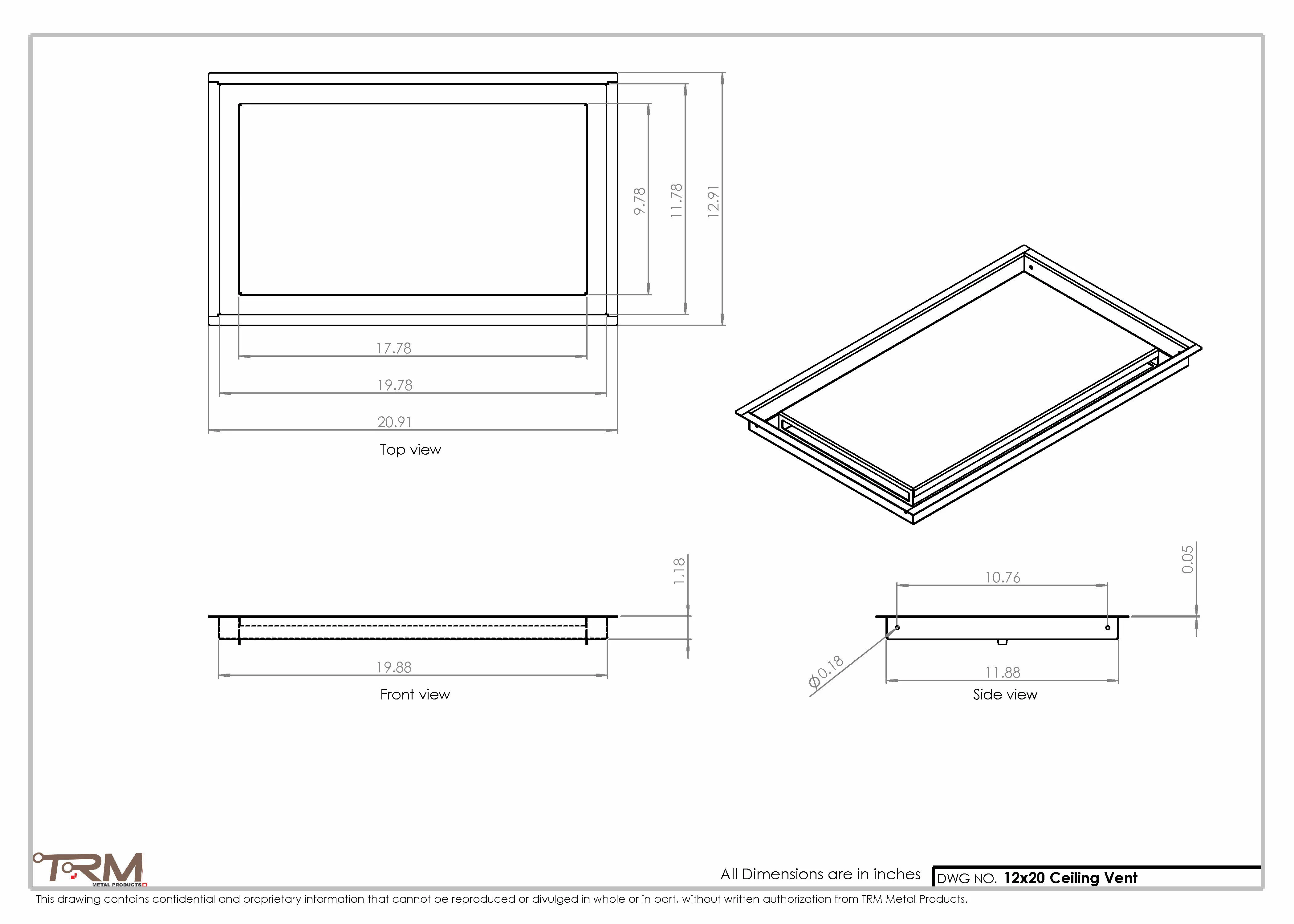 12x20-Modern-Ceiling-Vent Cover-TRM Metal- 20x12 - Image 2