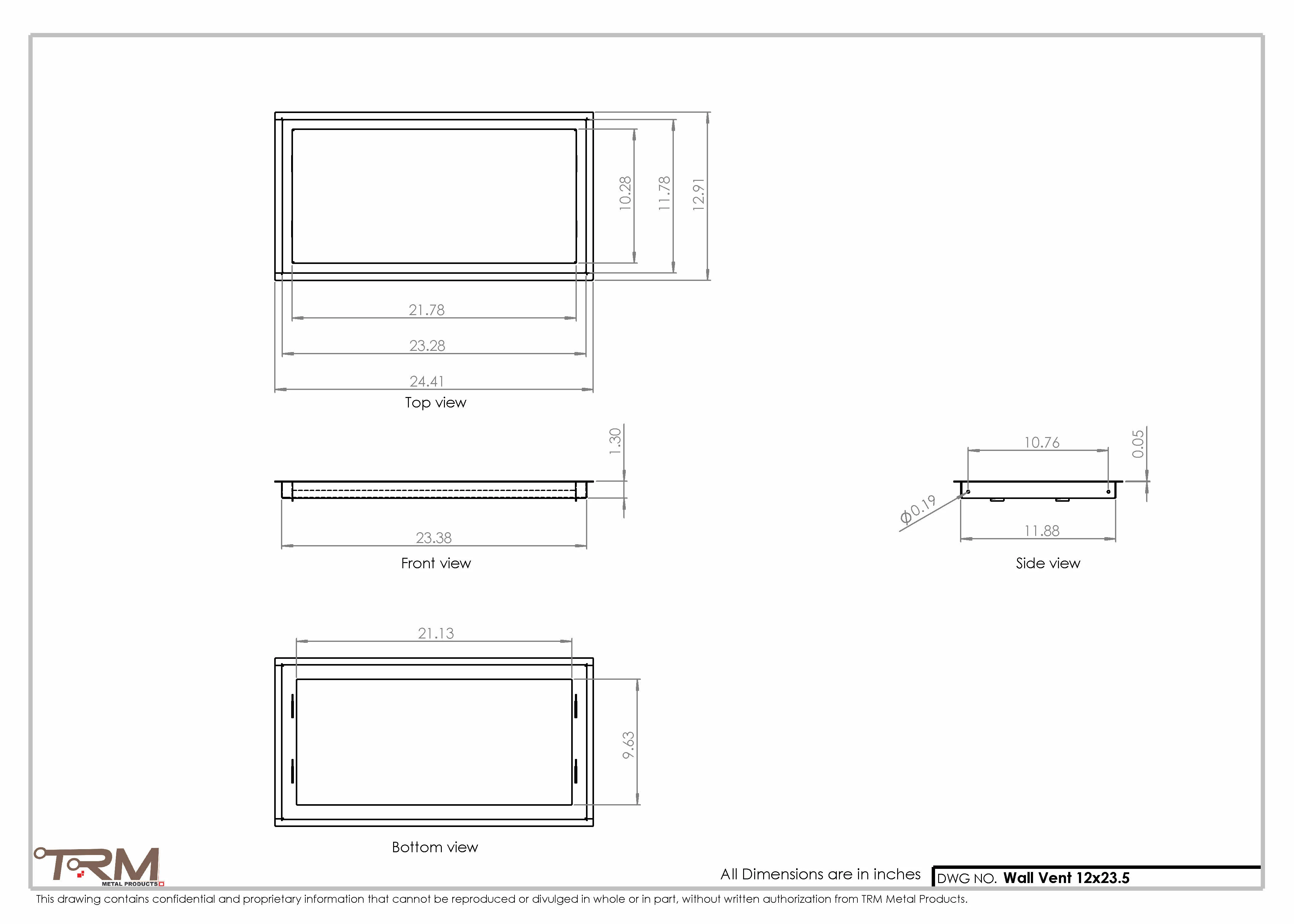 12x23.5 - Wall Vent - Modern Vent Cover -  Return Air Vent - TRM Metal  23.5x12 - Image 2