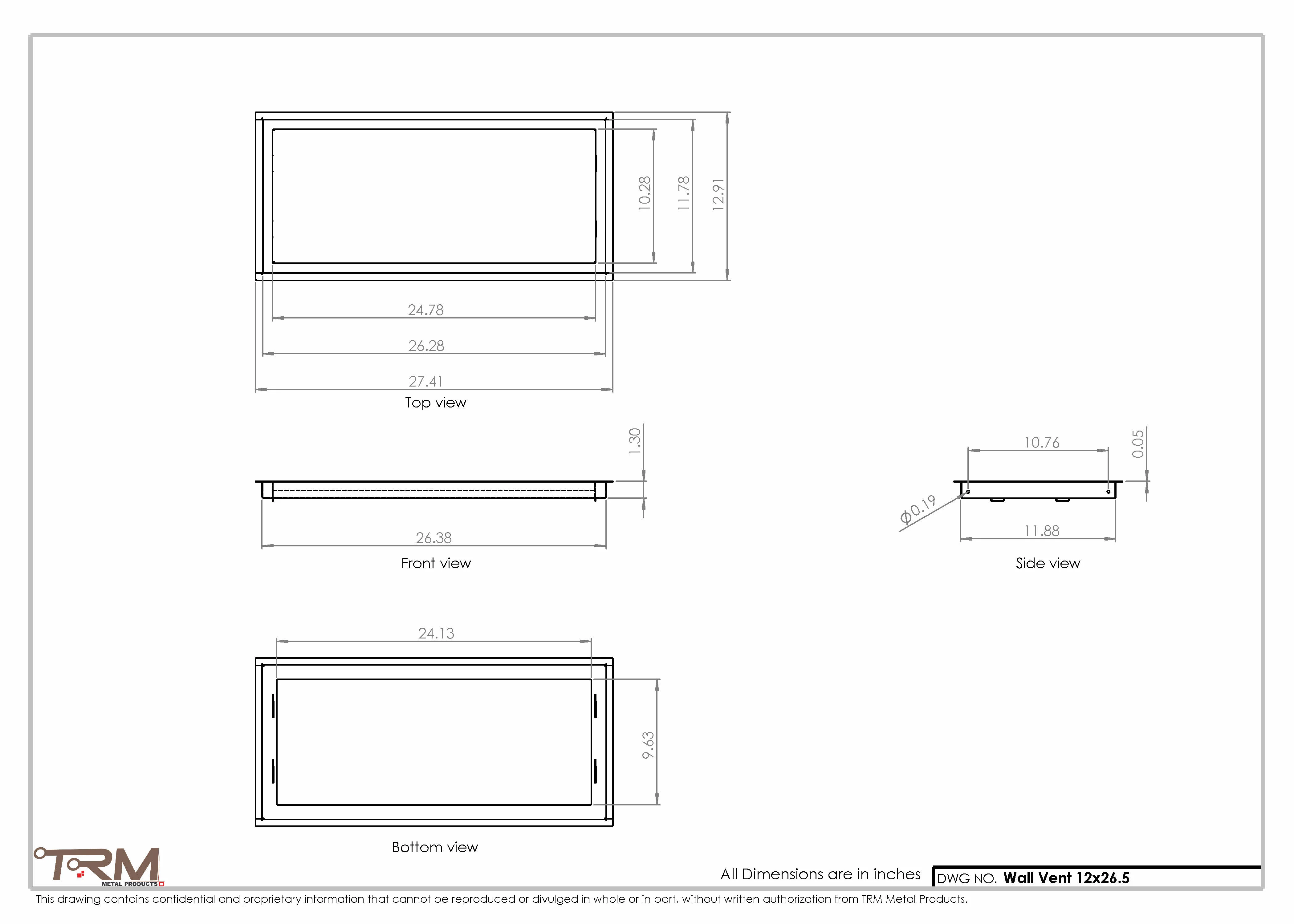 12x26.5 - Wall Vent - Modern Vent Cover -  Return Air Vent - TRM Metal  26.5x12 - Image 2