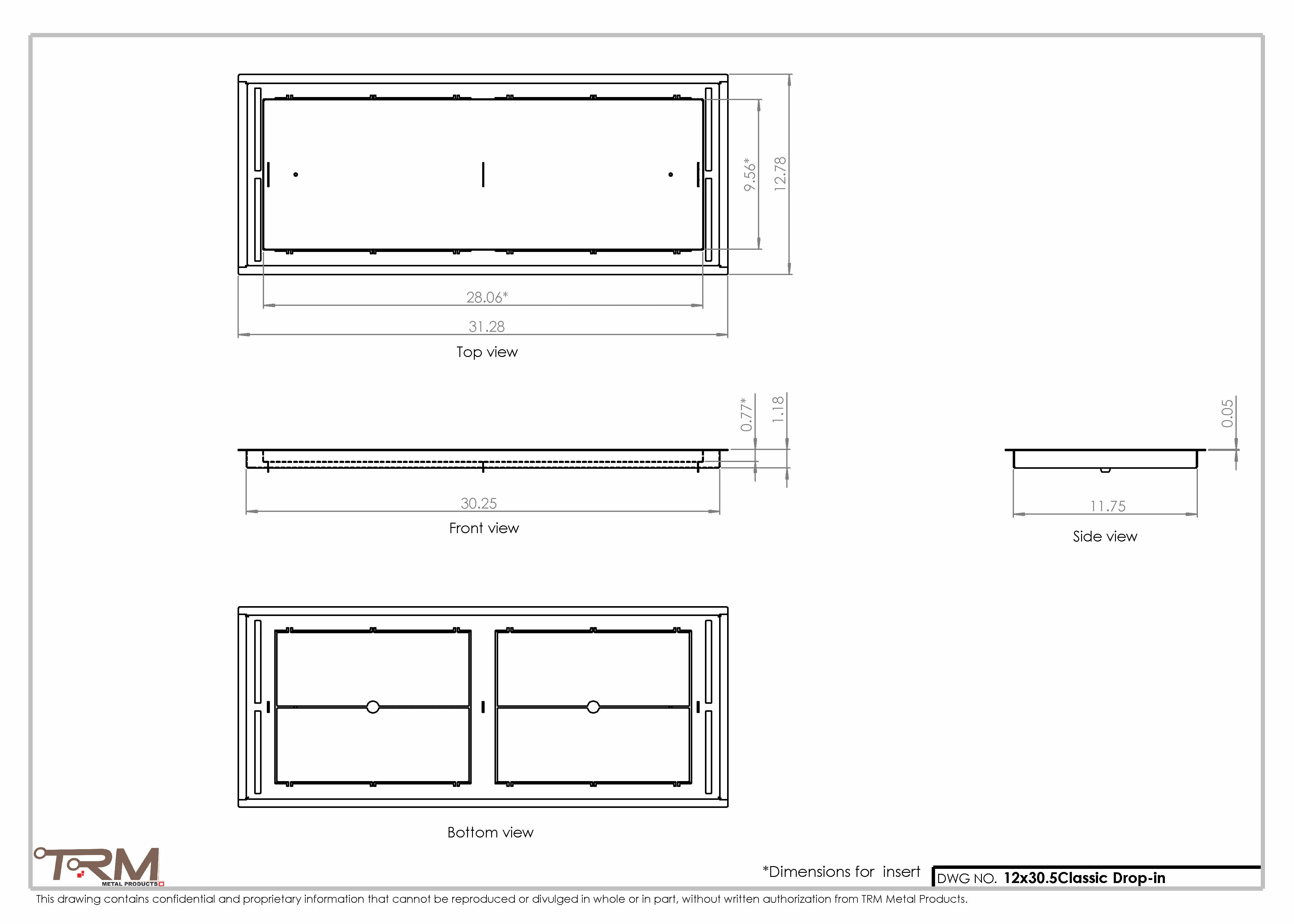 12x30.5 - Classic Drop-in Air Vent, Flush Floor-Matching, All Metal, Floor Vent Cover - TRM Metal  30.5x12 - Image 2