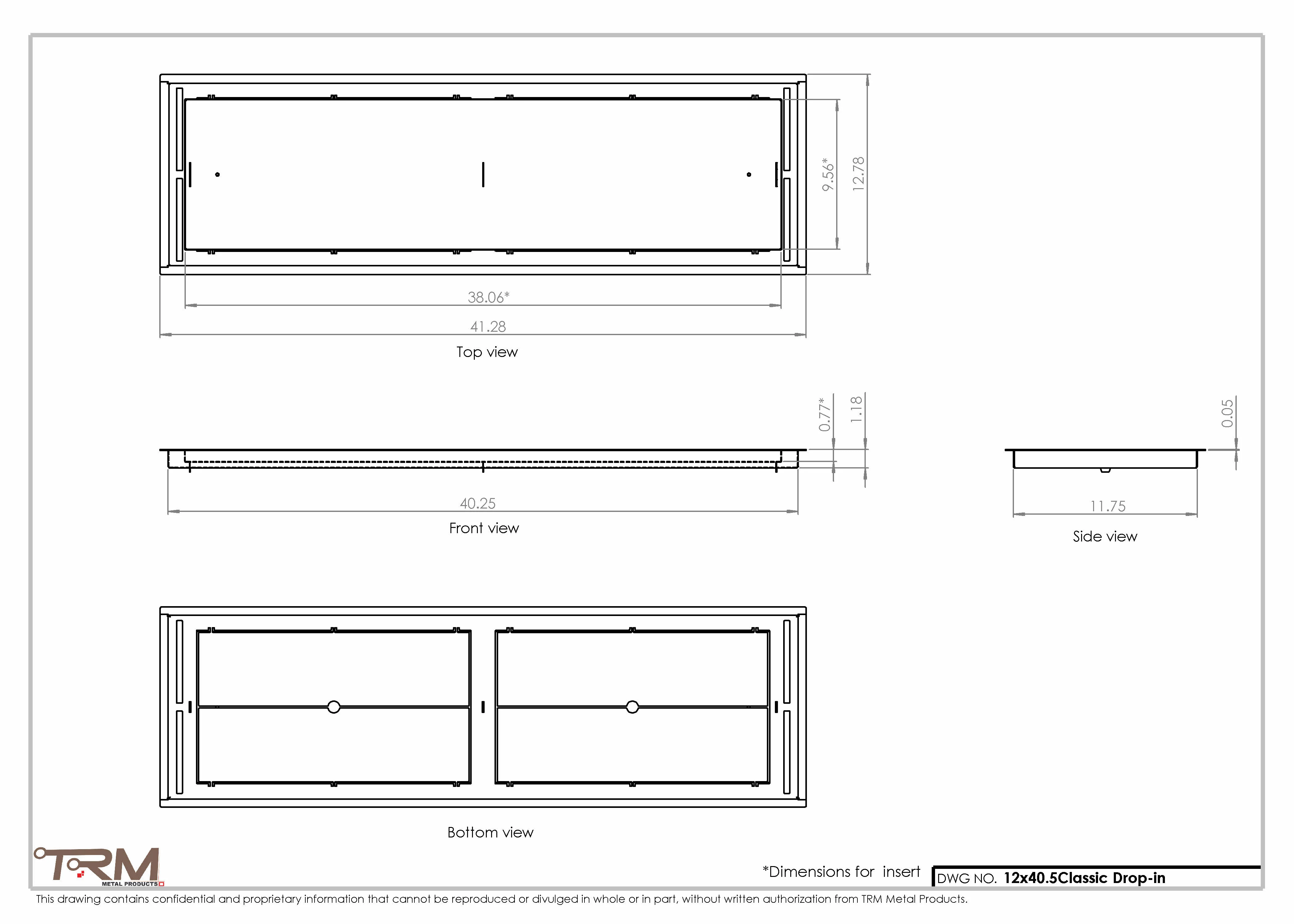 12x40.5 - Classic Drop-in Air Vent, Flush Floor-Matching, All Metal, Floor Vent Cover - TRM Metal  40.5x12 - Image 2