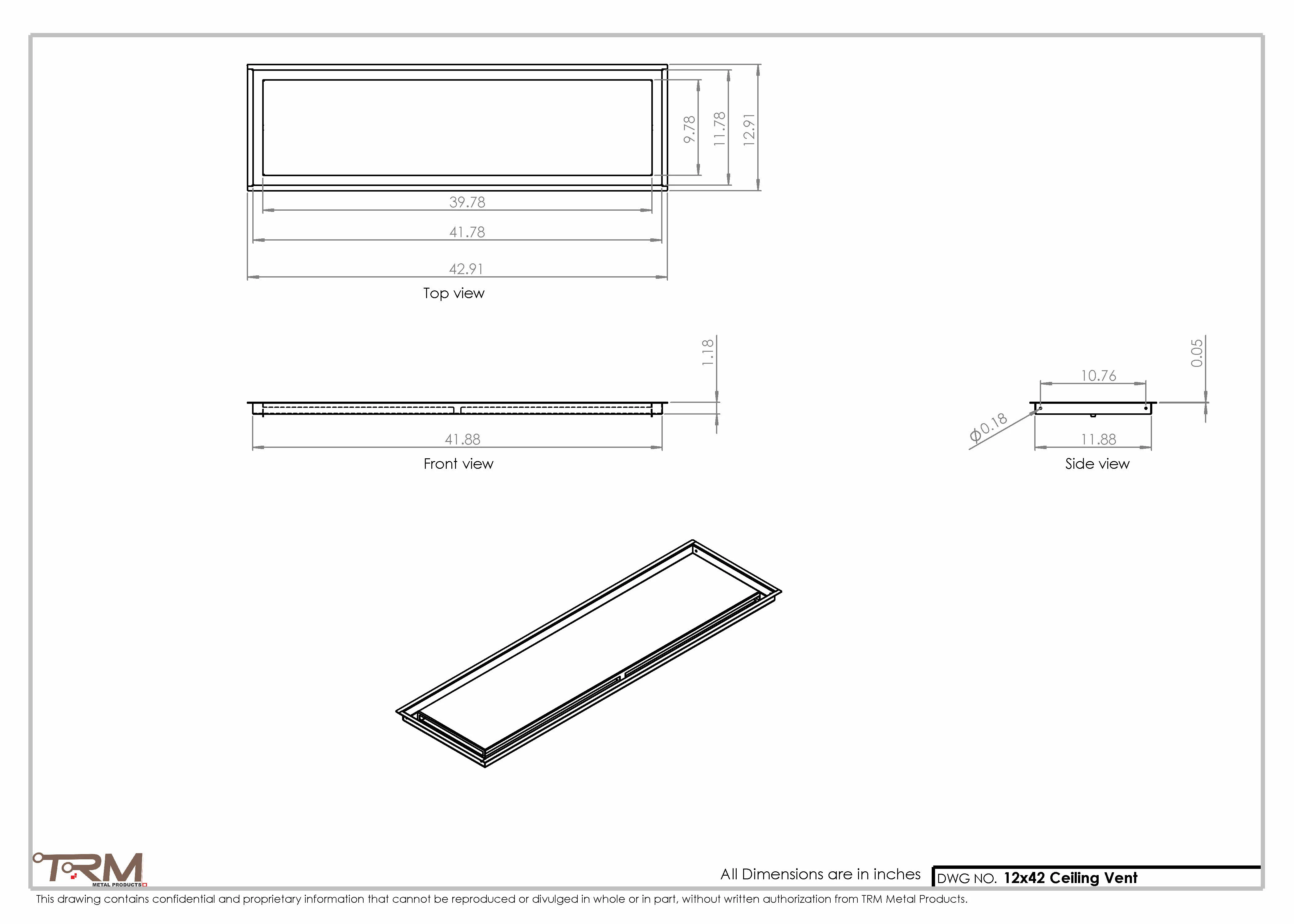 12x42-Modern-Ceiling-Vent Cover-TRM Metal- 42x12 - Image 2