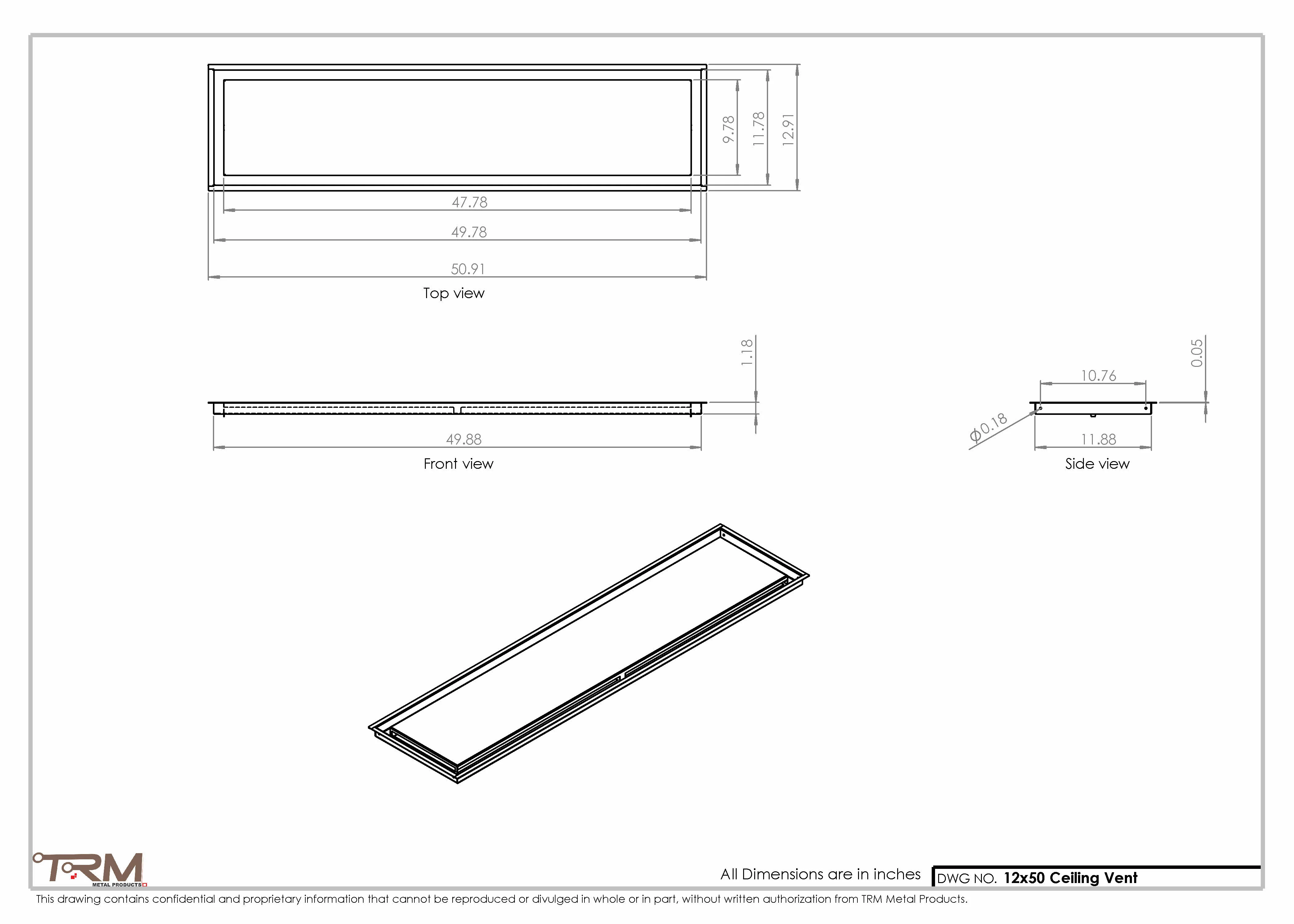 12x50-Modern-Ceiling-Vent Cover-TRM Metal- 50x12 - Image 2