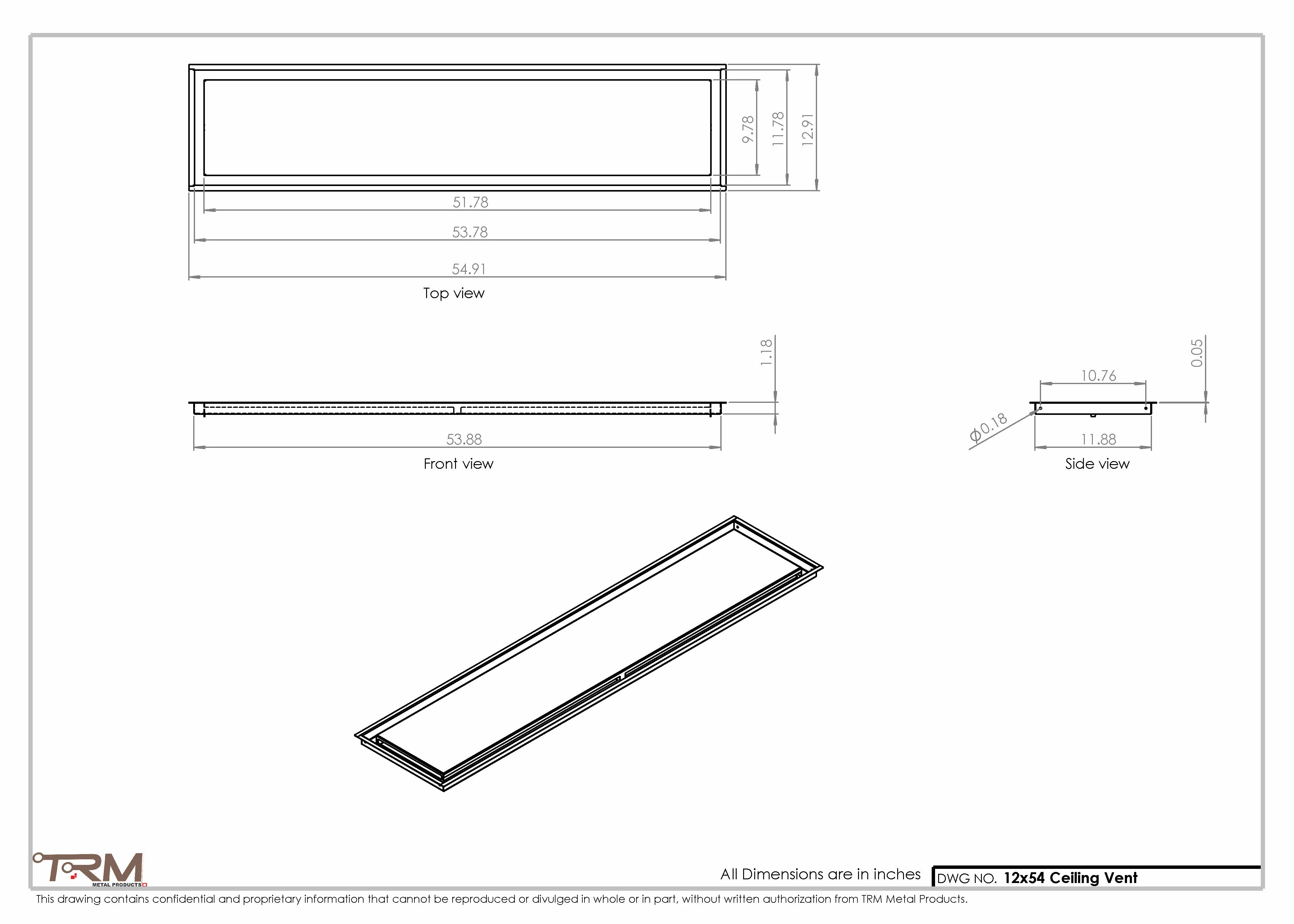 12x54-Modern-Ceiling-Vent Cover-TRM Metal- 54x12 - Image 2