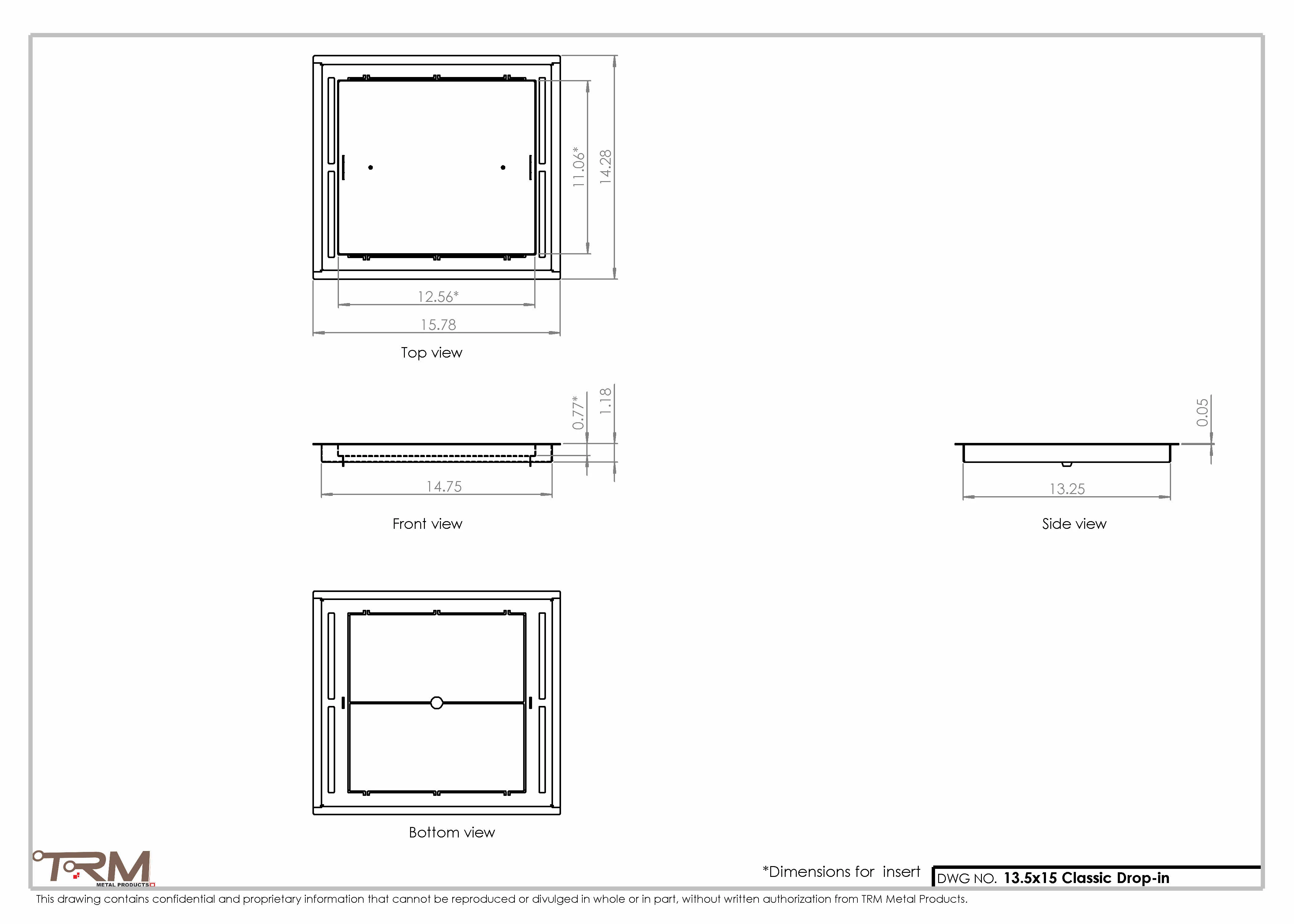 13.5x15 - Classic Drop-in Air Vent, Flush Floor-Matching, All Metal, Floor Vent Cover - TRM Metal  15x13.5 - Image 2
