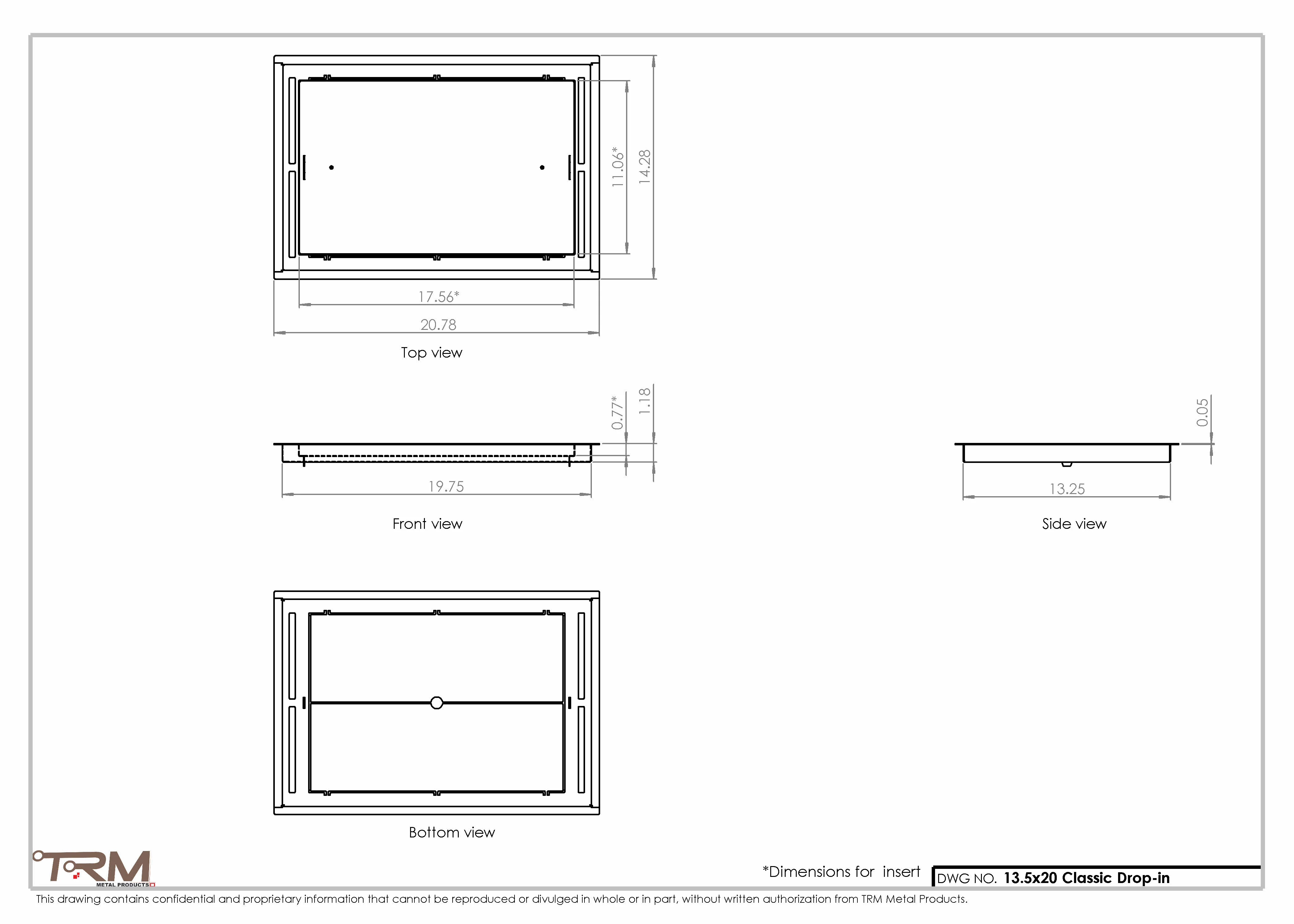 13.5x20 - Classic Drop-in Air Vent, Flush Floor-Matching, All Metal, Floor Vent Cover - TRM Metal 20x13.5 - Image 2