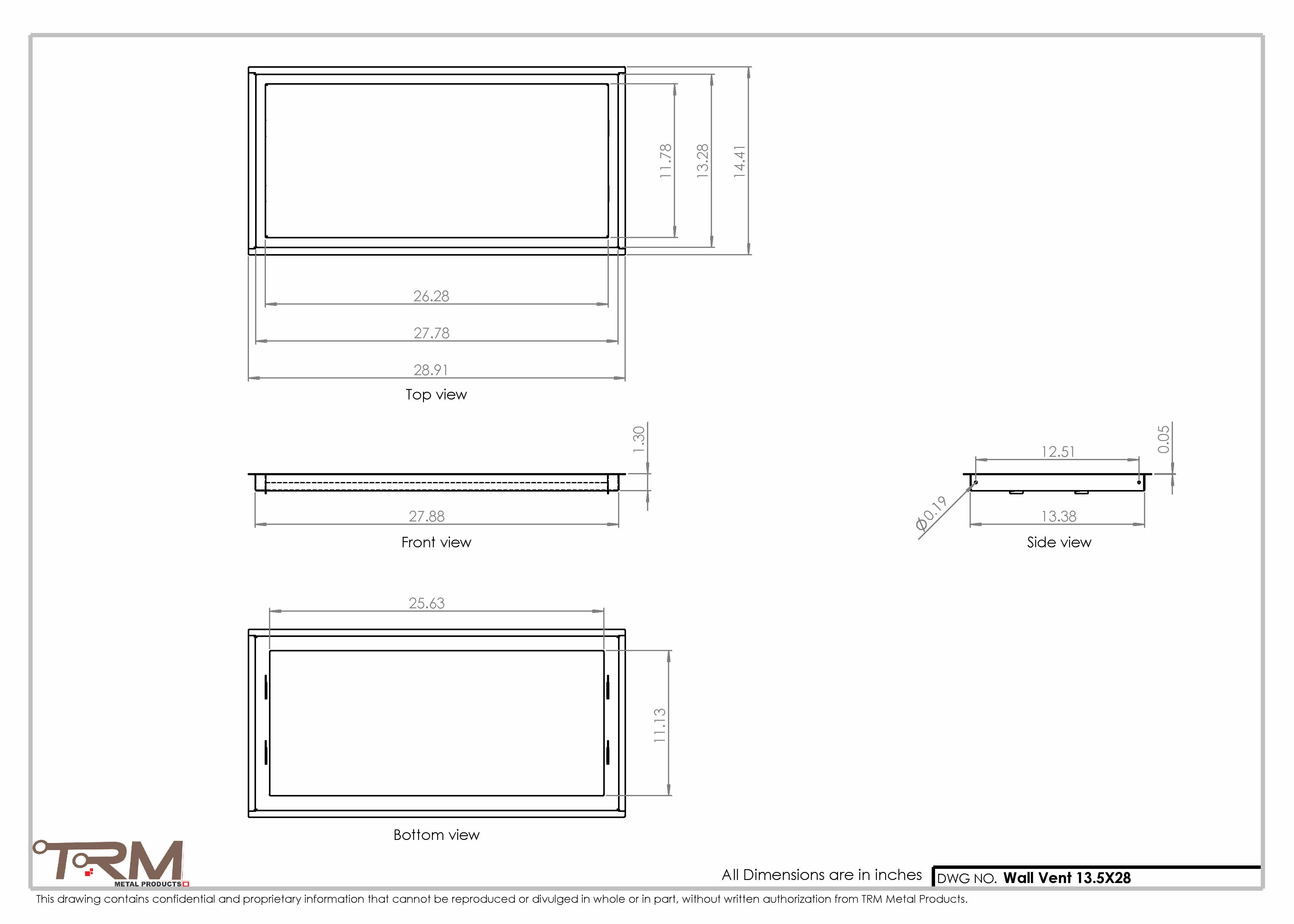 13.5x28 - Wall Vent - Modern Vent Cover -  Return Air Vent - TRM Metal  28x13.5 - Image 2