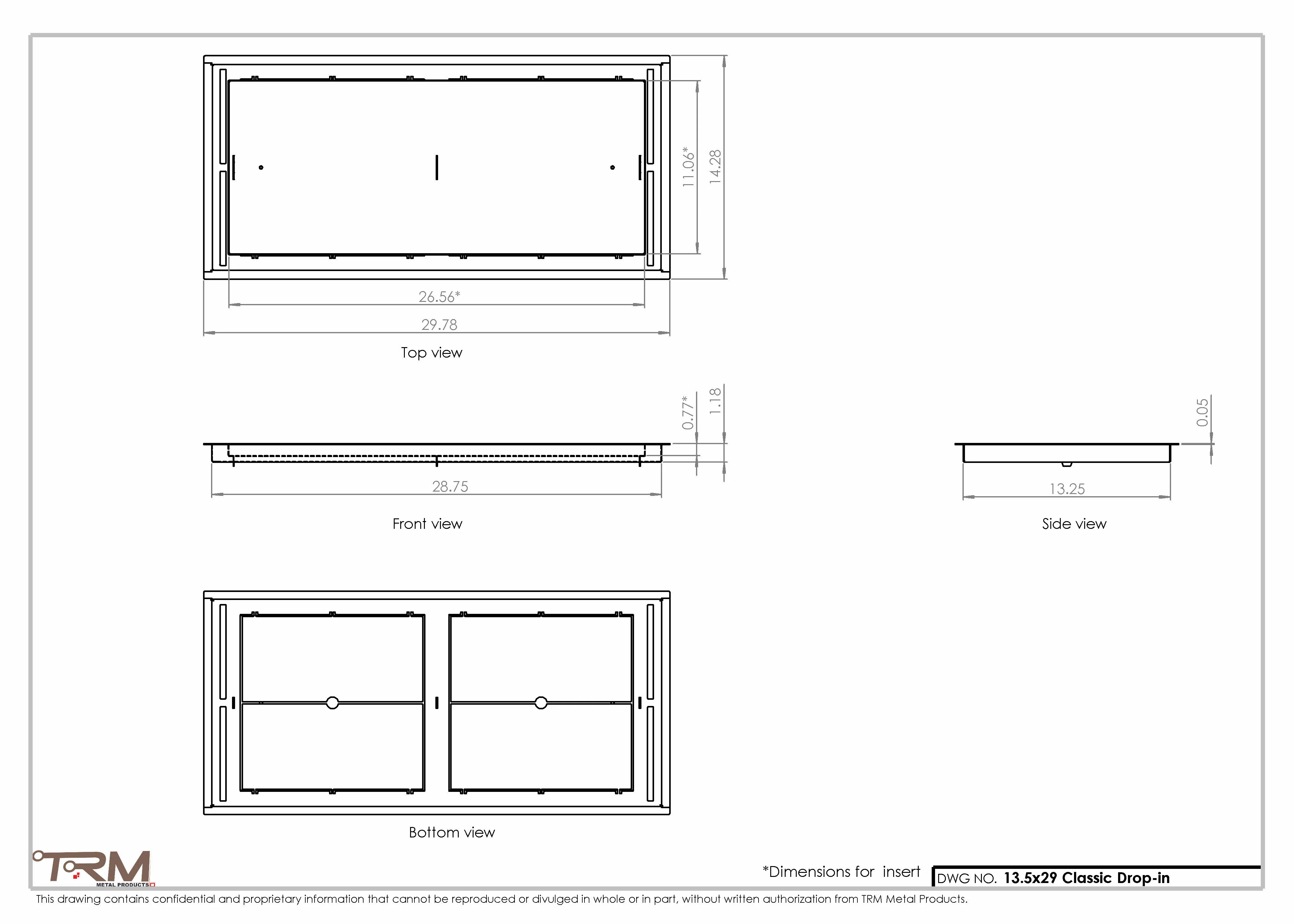 13.5x29 - Classic Drop-in Air Vent, Flush Floor-Matching, All Metal, Floor Vent Cover - TRM Metal  29x13.5 - Image 2