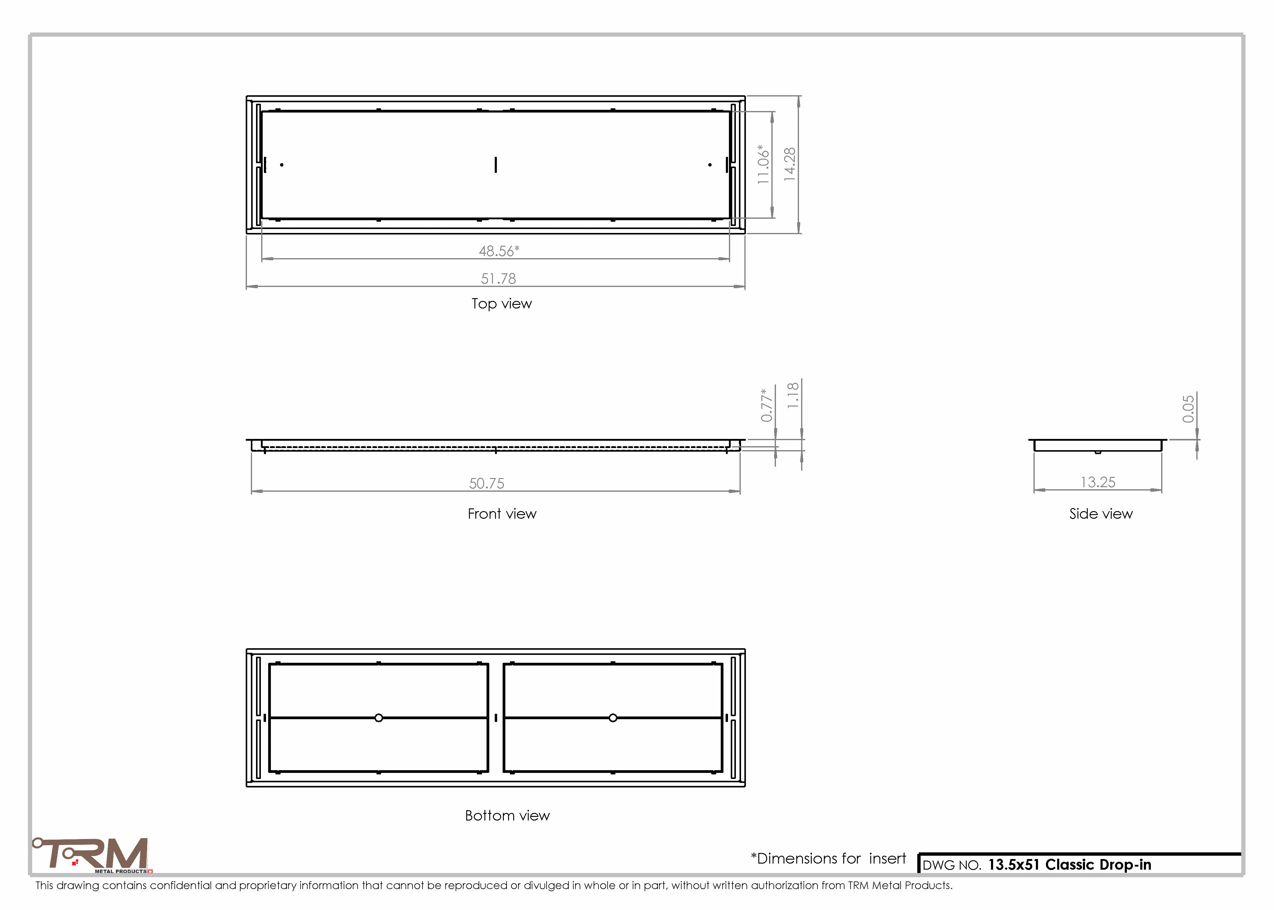 13.5x51 - Classic Drop-in Air Vent, Flush Floor-Matching, All Metal, Floor Vent Cover - TRM Metal 51x13.5 - Image 2