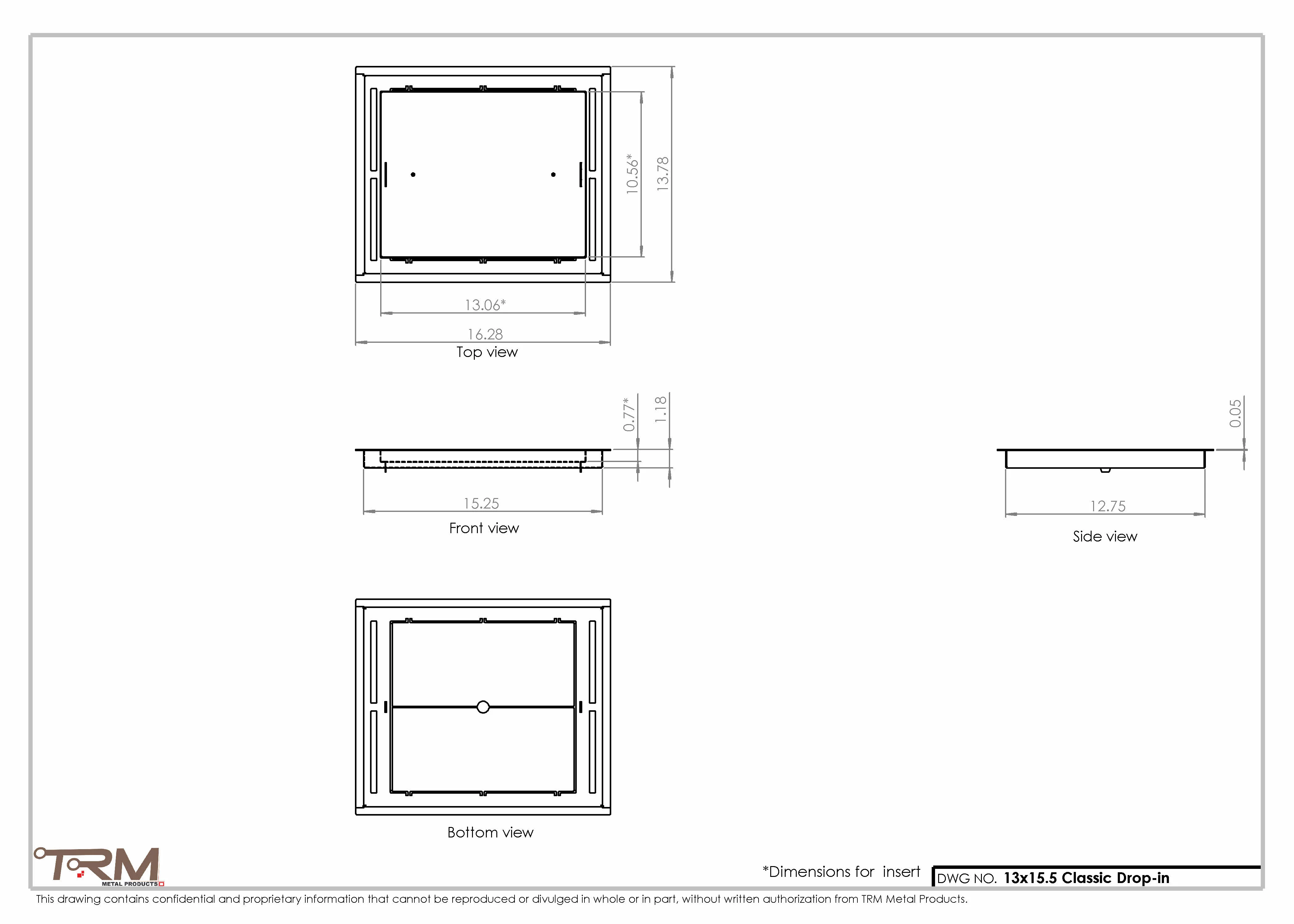 13x15.5 - Classic Drop-in Air Vent, Flush Floor-Matching, All Metal, Floor Vent Cover - TRM Metal 15.5x13 - Image 2