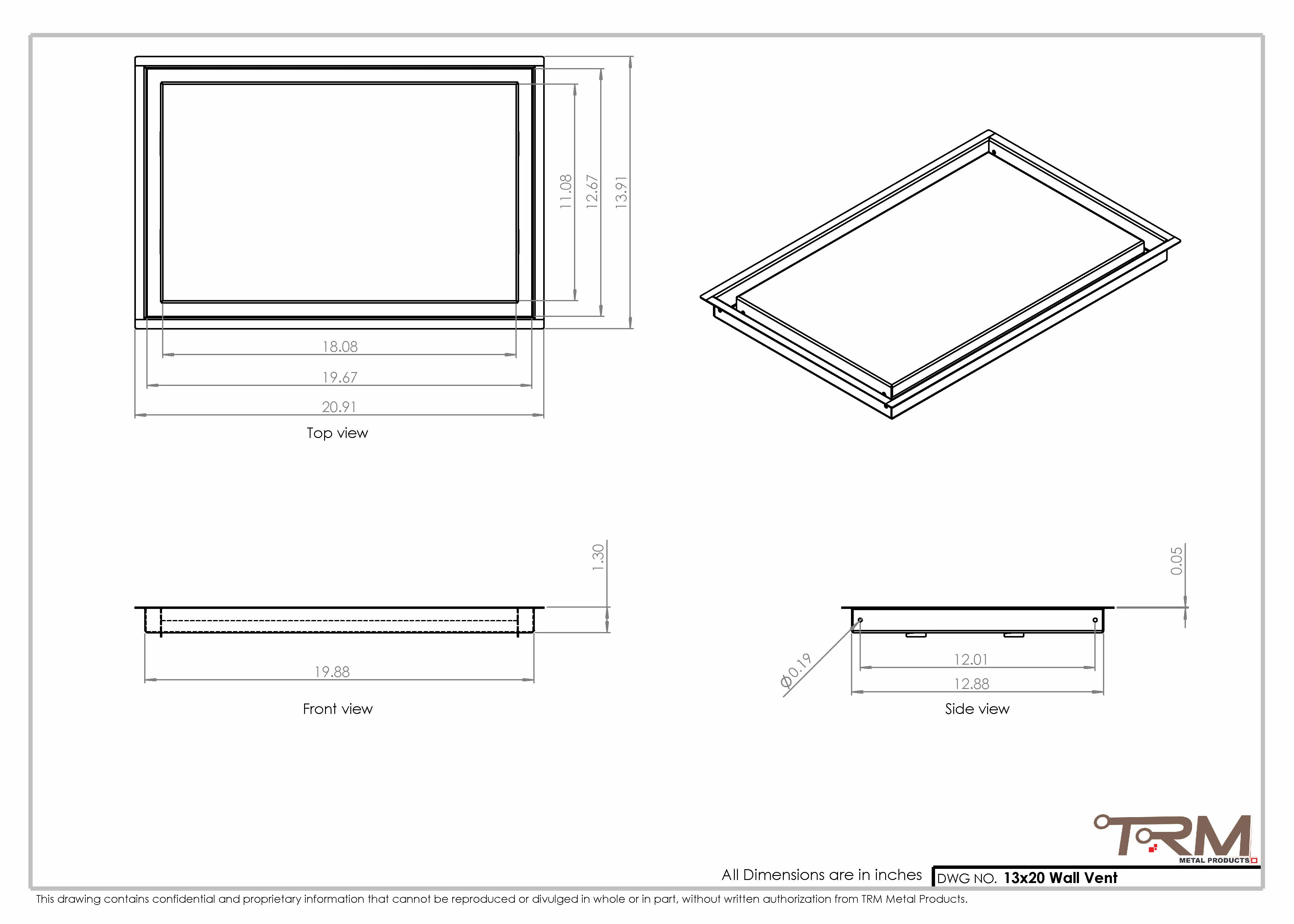 13x20 - Wall Vent - Modern Vent Cover -  Return Air Vent - TRM Metal  20x13 - Image 2