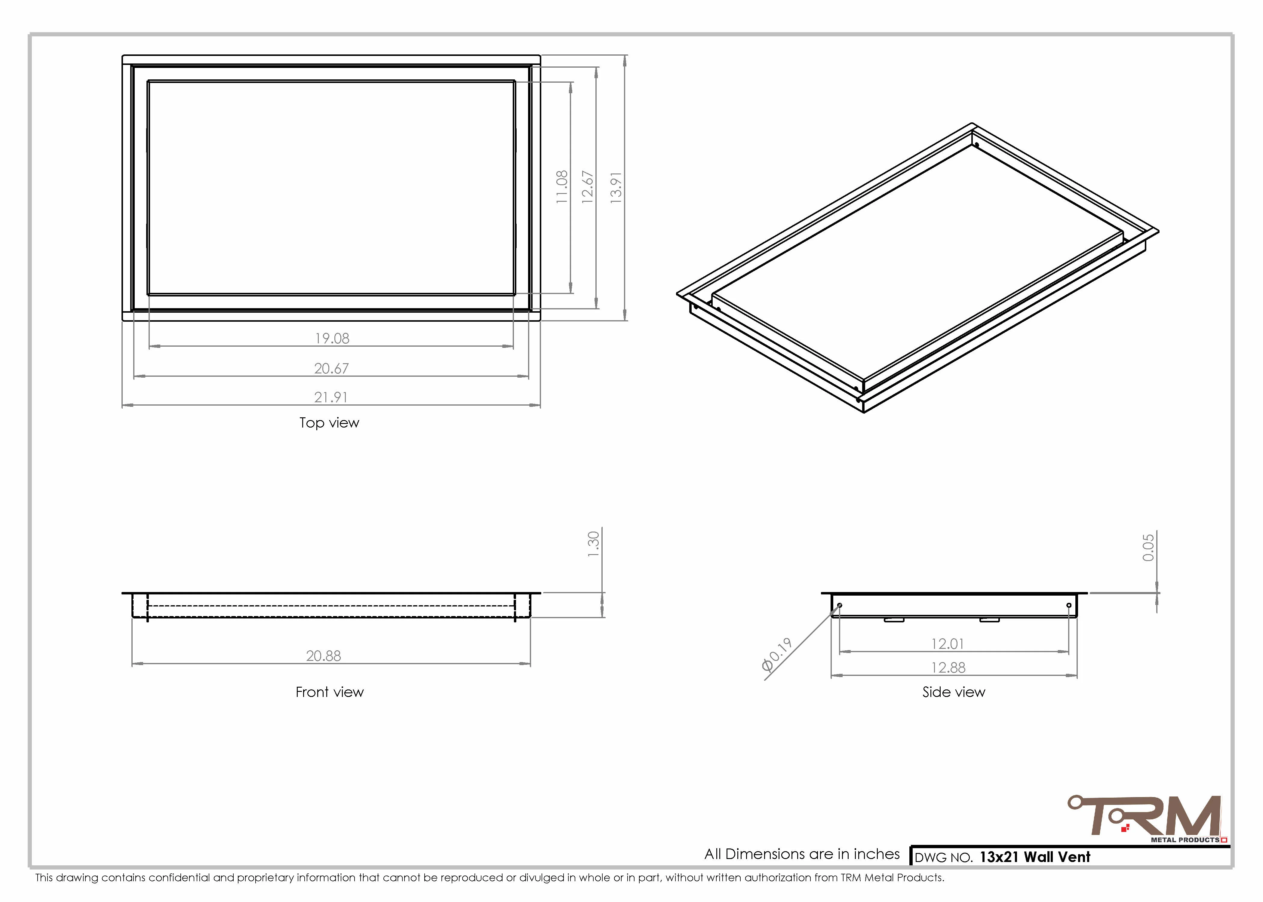 13x21 - Wall Vent - Modern Vent Cover -  Return Air Vent - TRM Metal  21x13 - Image 2
