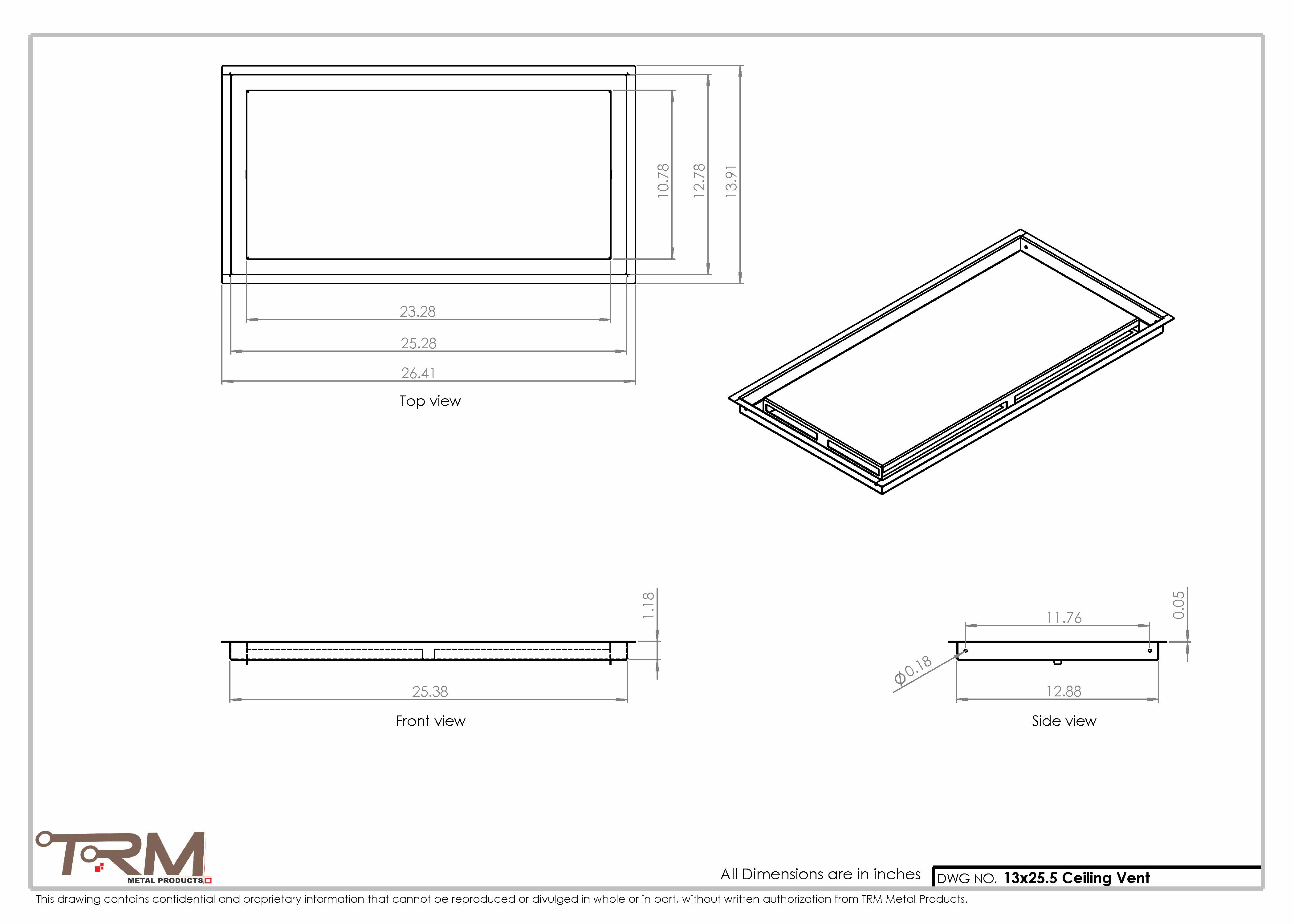 13x25.5 - Modern-Ceiling-Vent Cover-TRM Metal - 25.5x13 - Image 2
