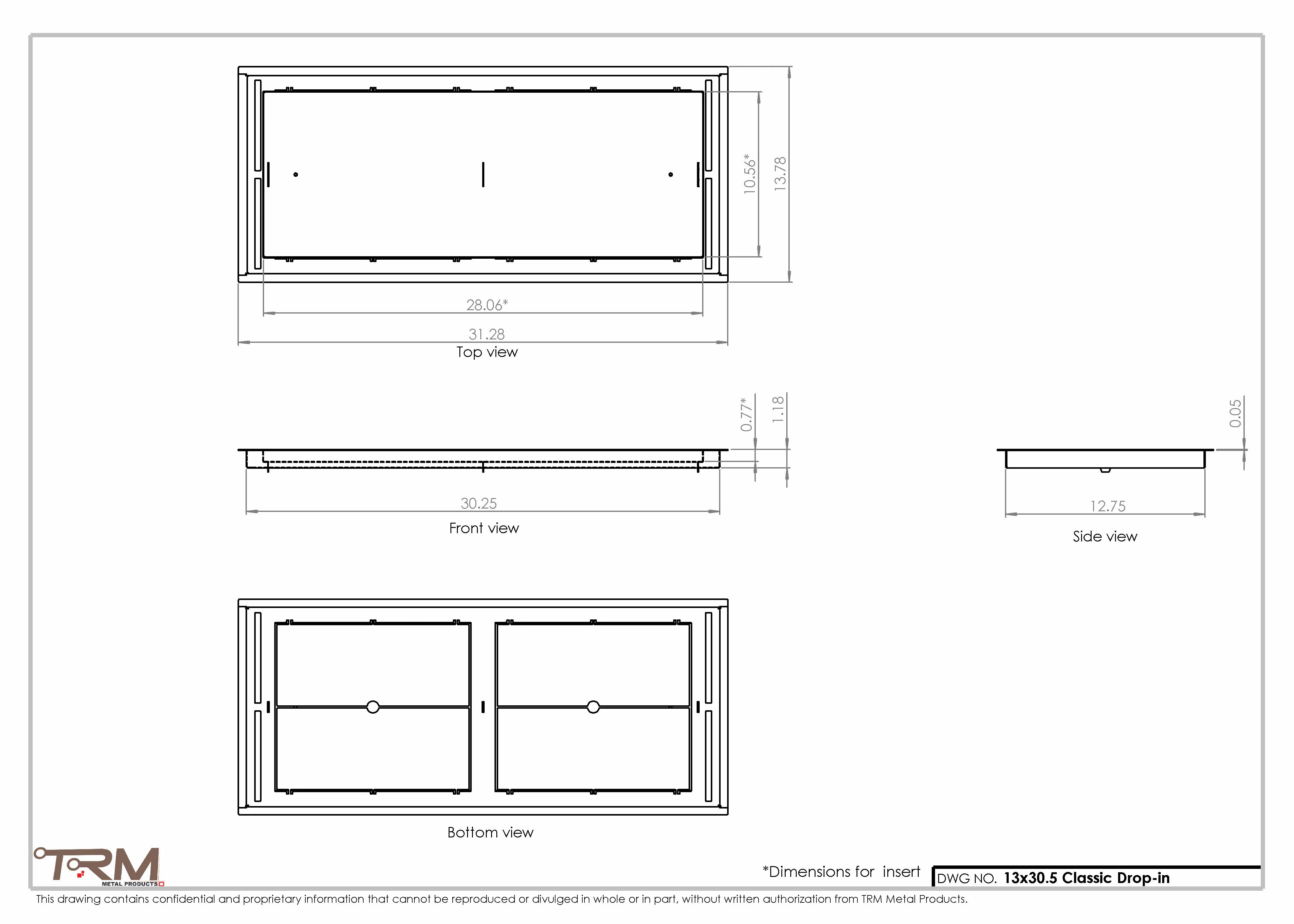 13x30.5 - Classic Drop-in Air Vent, Flush Floor-Matching, All Metal, Floor Vent Cover - TRM Metal  30.5x13 - Image 2