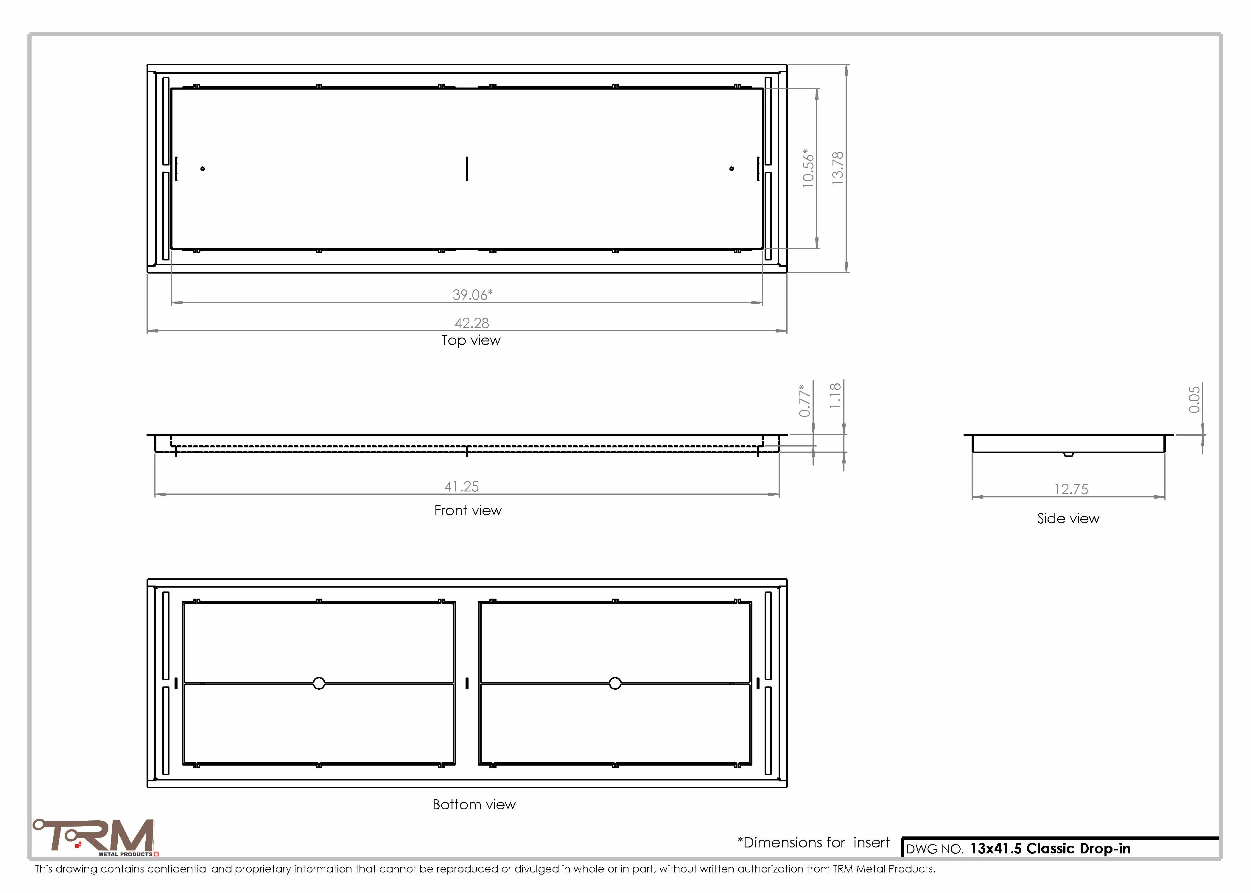 13x41.5 - Classic Drop-in Air Vent, Flush Floor-Matching, All Metal, Floor Vent Cover - TRM Metal  41.5x13 - Image 2