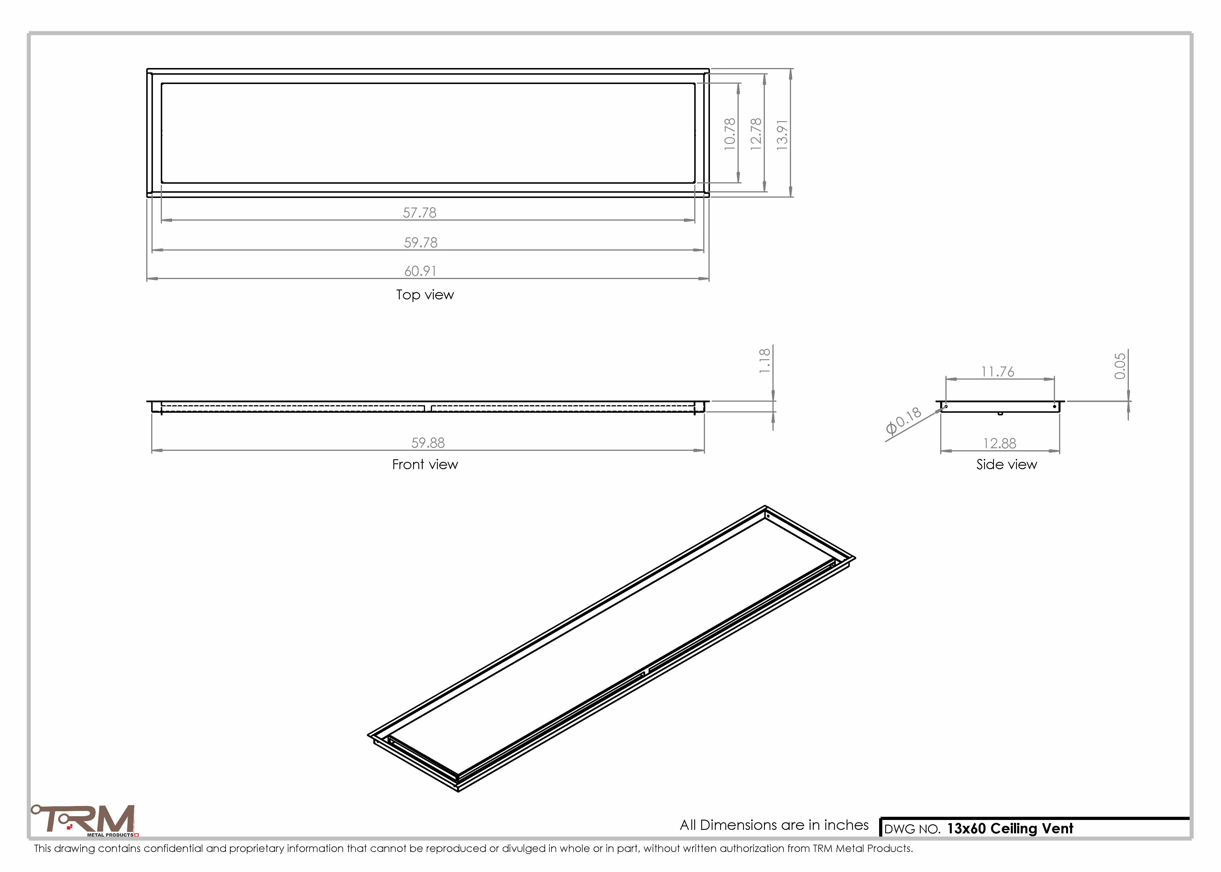13x60-Modern-Ceiling-Vent Cover-TRM Metal- 60x13 - Image 2