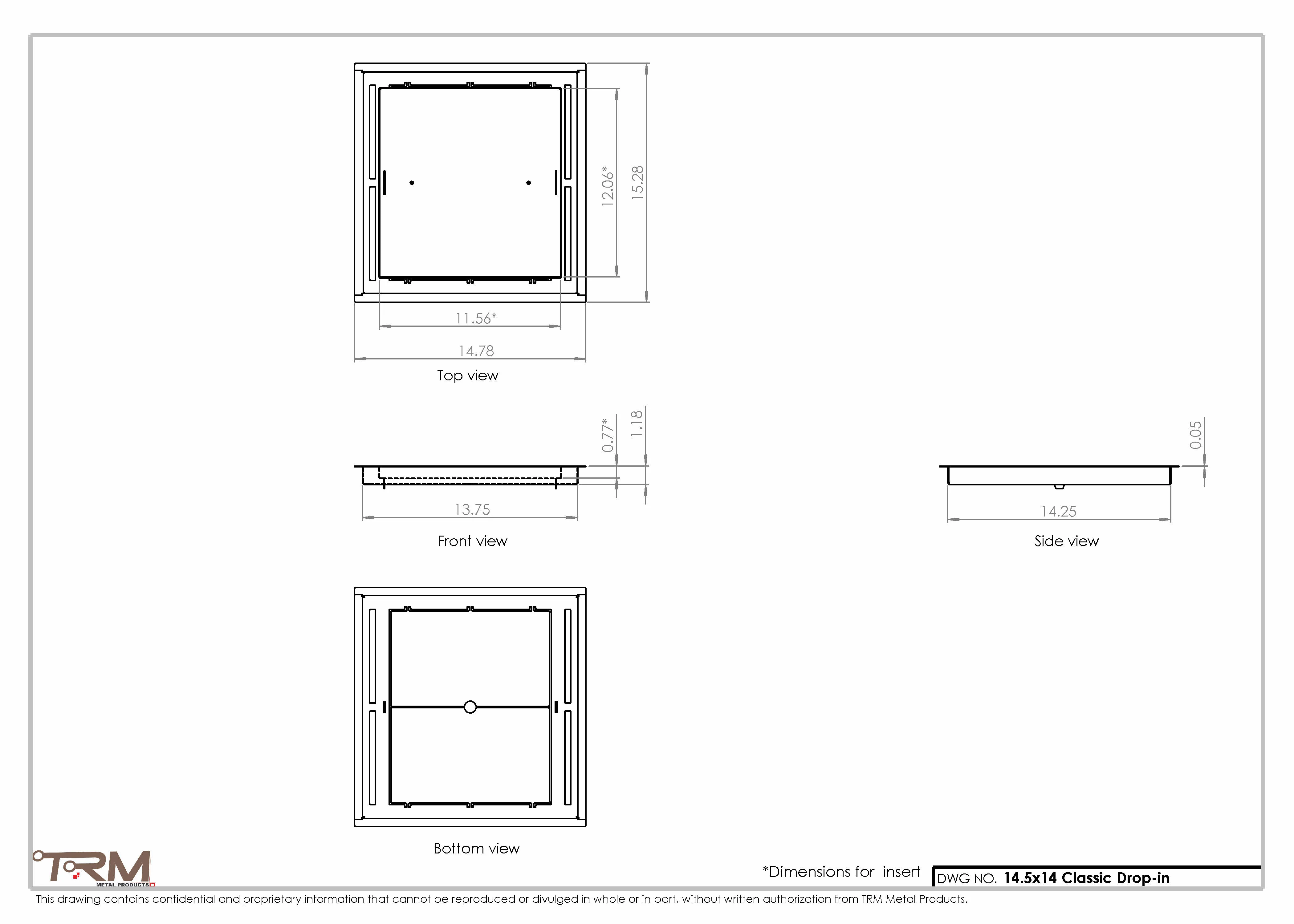 14.5x14 - Classic Drop-in Air Vent, Flush Floor-Matching, All Metal, Floor Vent Cover - TRM Metal  14x14.5 - Image 2