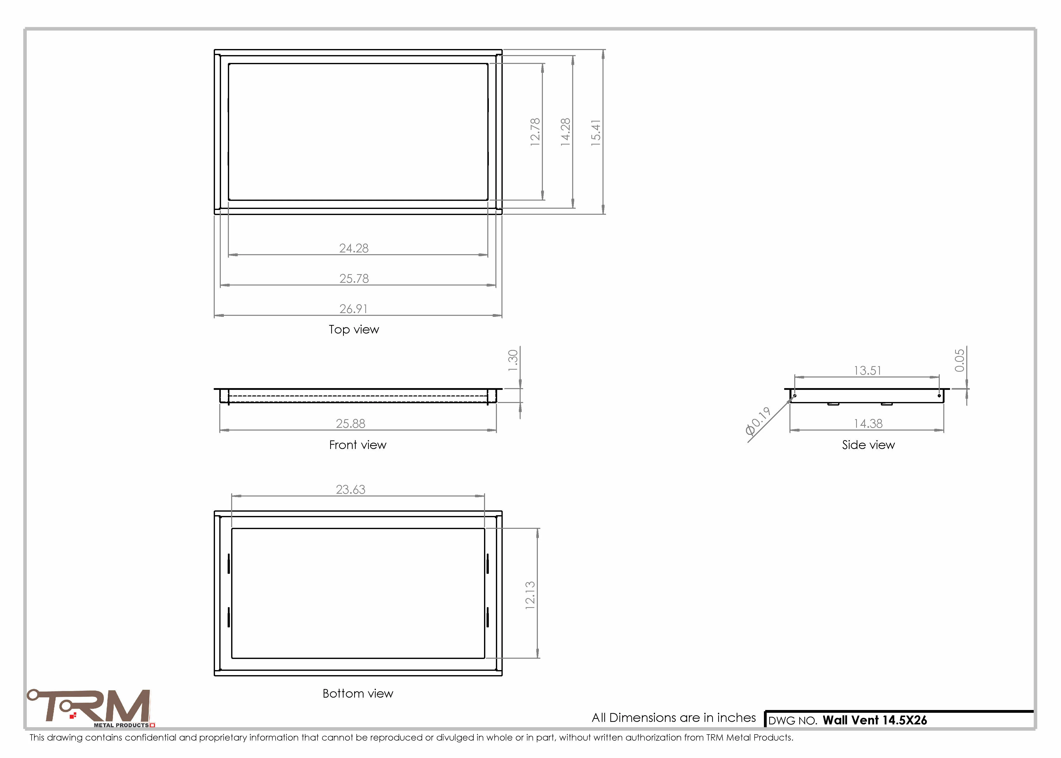 14.5x26 - Wall Vent - Modern Vent Cover -  Return Air Vent - TRM Metal  26x14.5 - Image 2