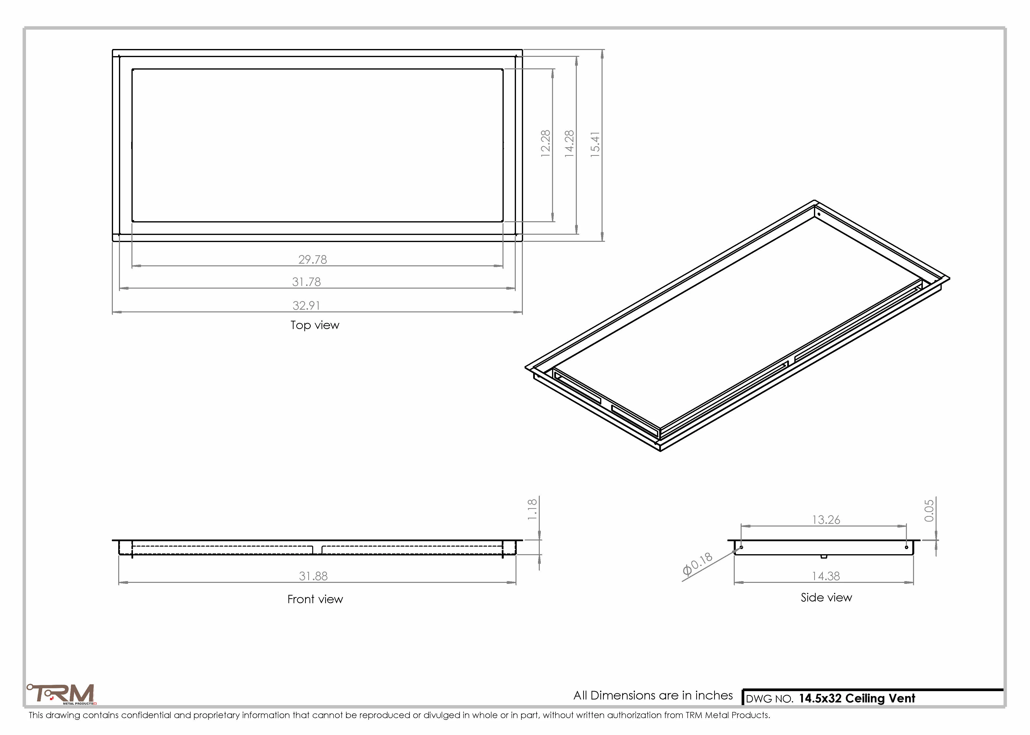14.5x32 - Modern-Ceiling-Vent Cover-TRM Metal - 32x14.5 - Image 2