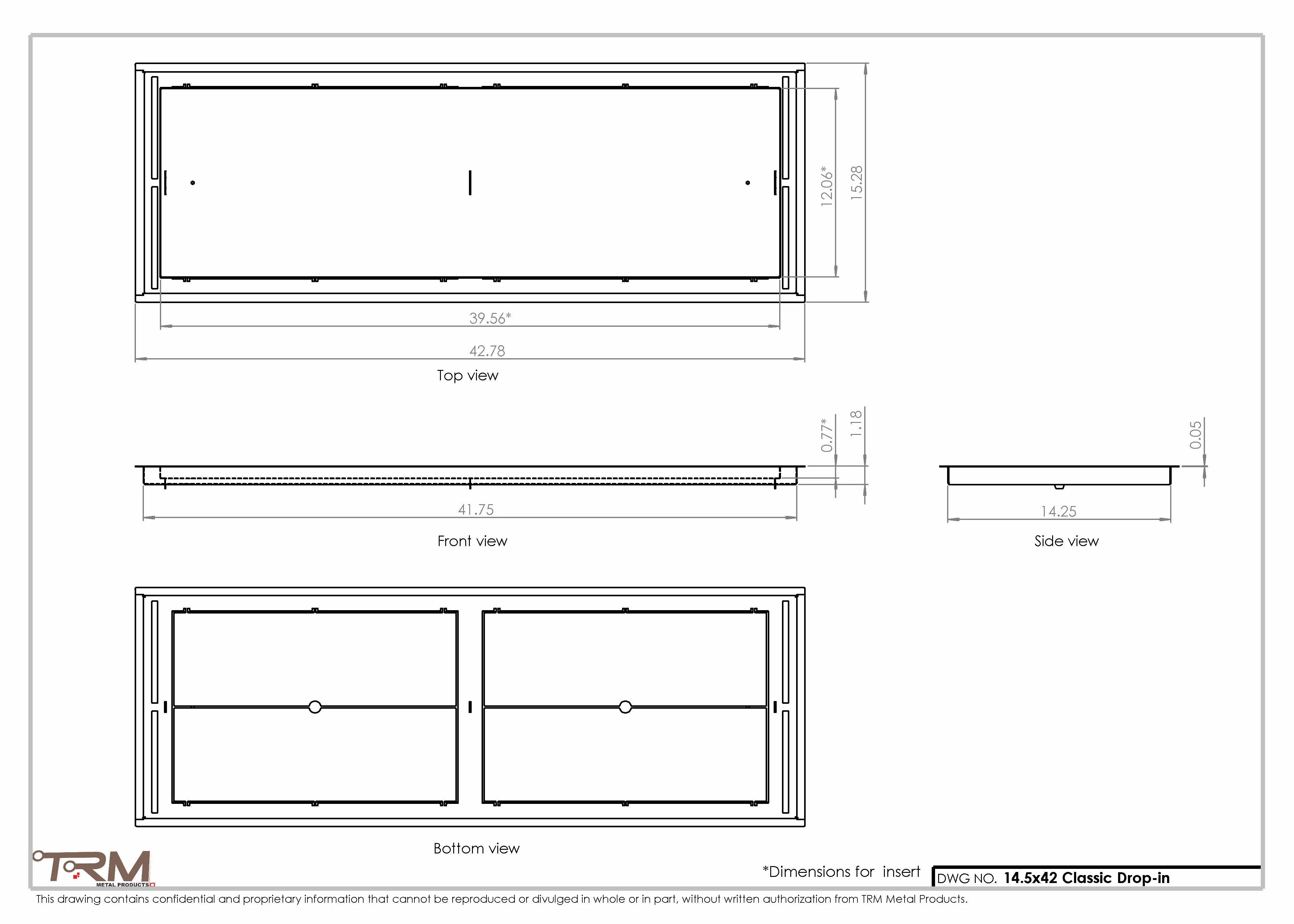 14.5x42 - Classic Drop-in Air Vent, Flush Floor-Matching, All Metal, Floor Vent Cover - TRM Metal  42x14.5 - Image 2