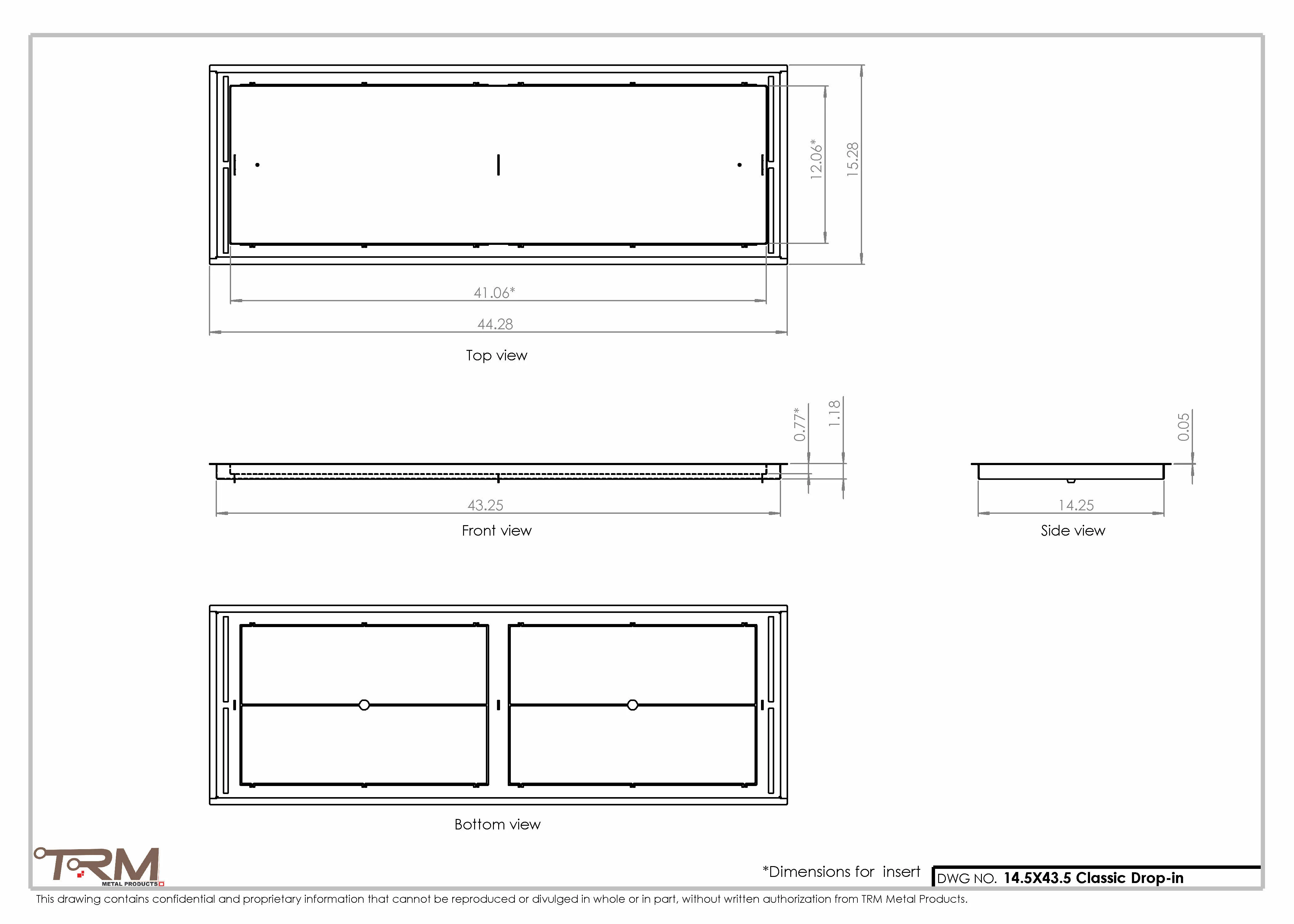 14.5x43.5 - Classic Drop-in Air Vent, Flush Floor-Matching, All Metal, Floor Vent Cover - TRM Metal  43.5x14.5 - Image 2