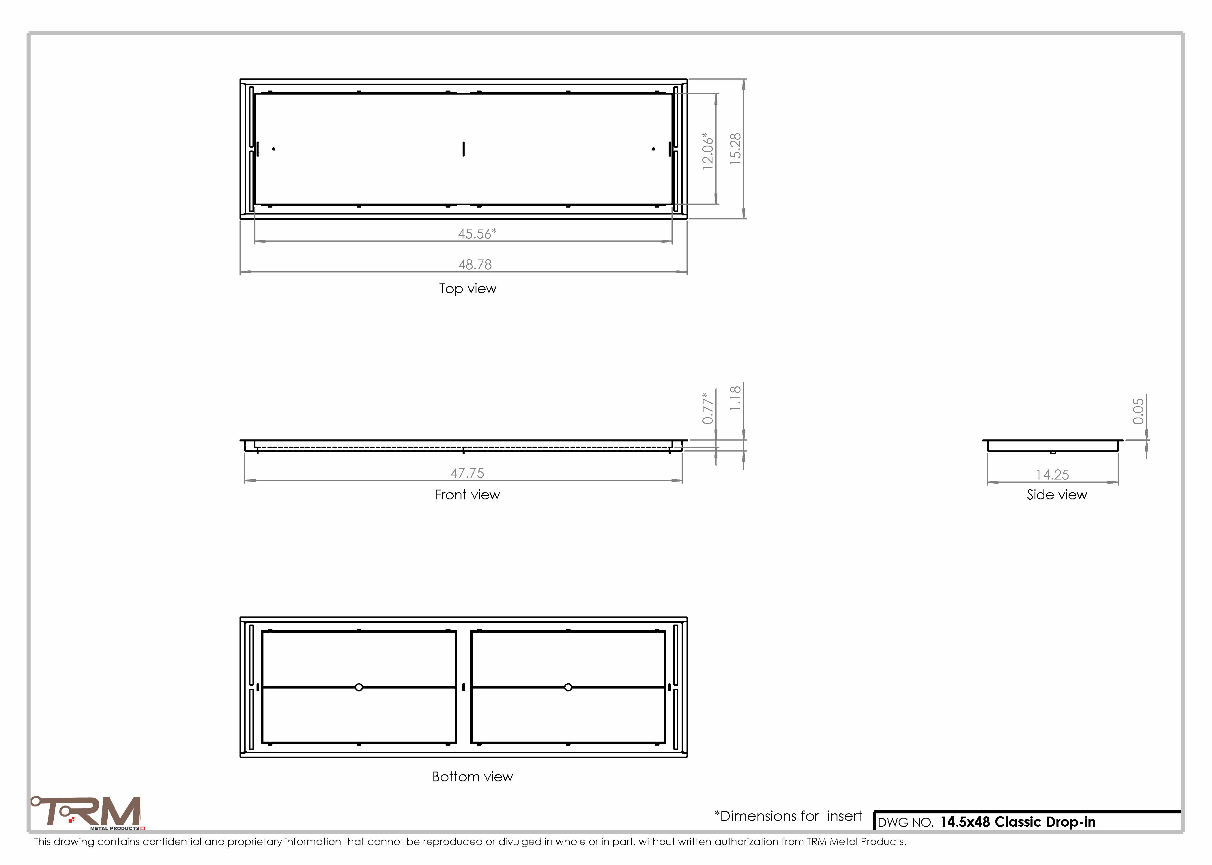 14.5x48 - Classic Drop-in Air Vent, Flush Floor-Matching, All Metal, Floor Vent Cover - TRM Metal 48x14.5 - Image 2
