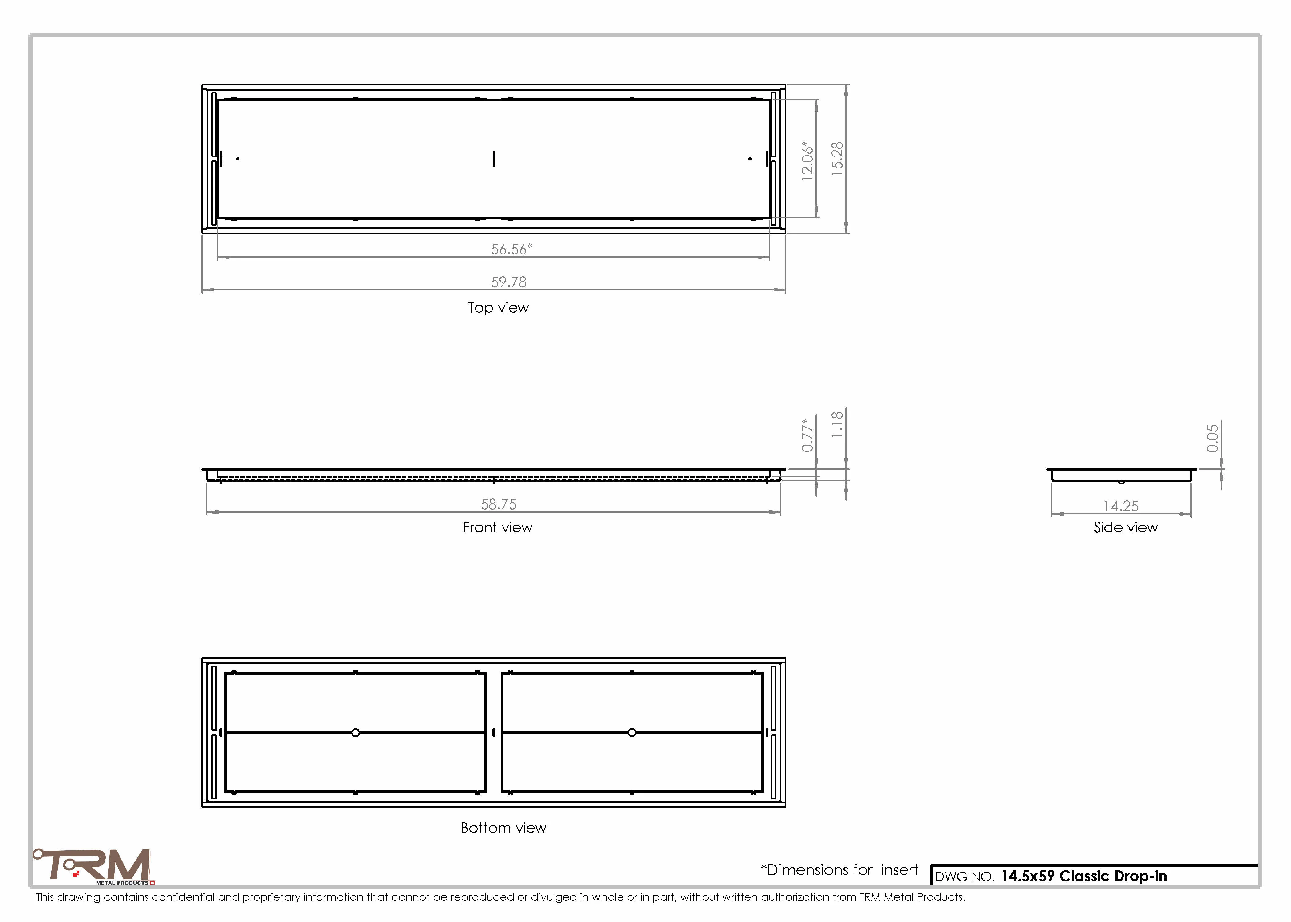14.5x59 - Classic Drop-in Air Vent, Flush Floor-Matching, All Metal, Floor Vent Cover - TRM Metal  59x14.5 - Image 2