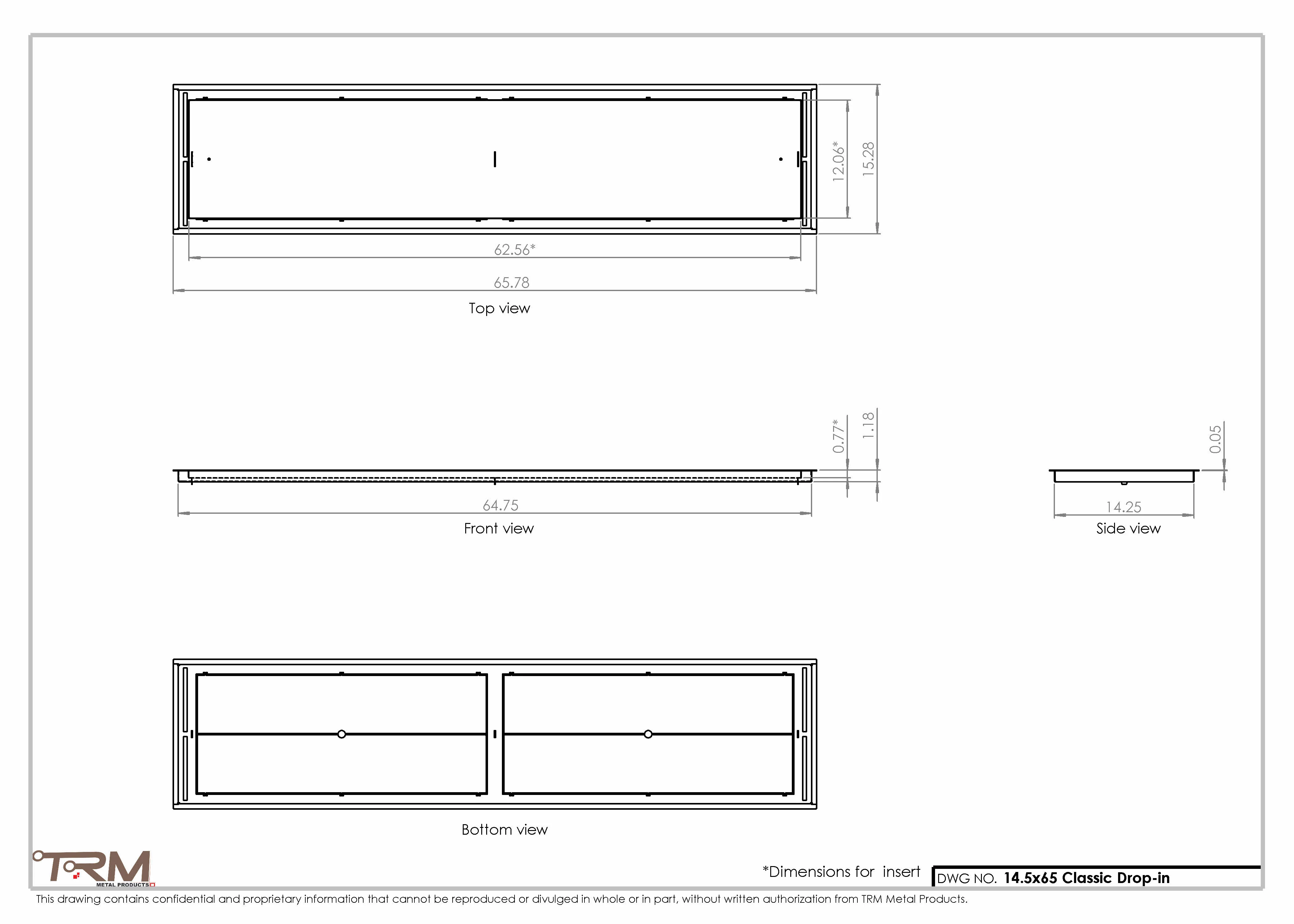 14.5x65 - Classic Drop-in Air Vent, Flush Floor-Matching, All Metal, Floor Vent Cover - TRM Metal 65x14.5 - Image 2
