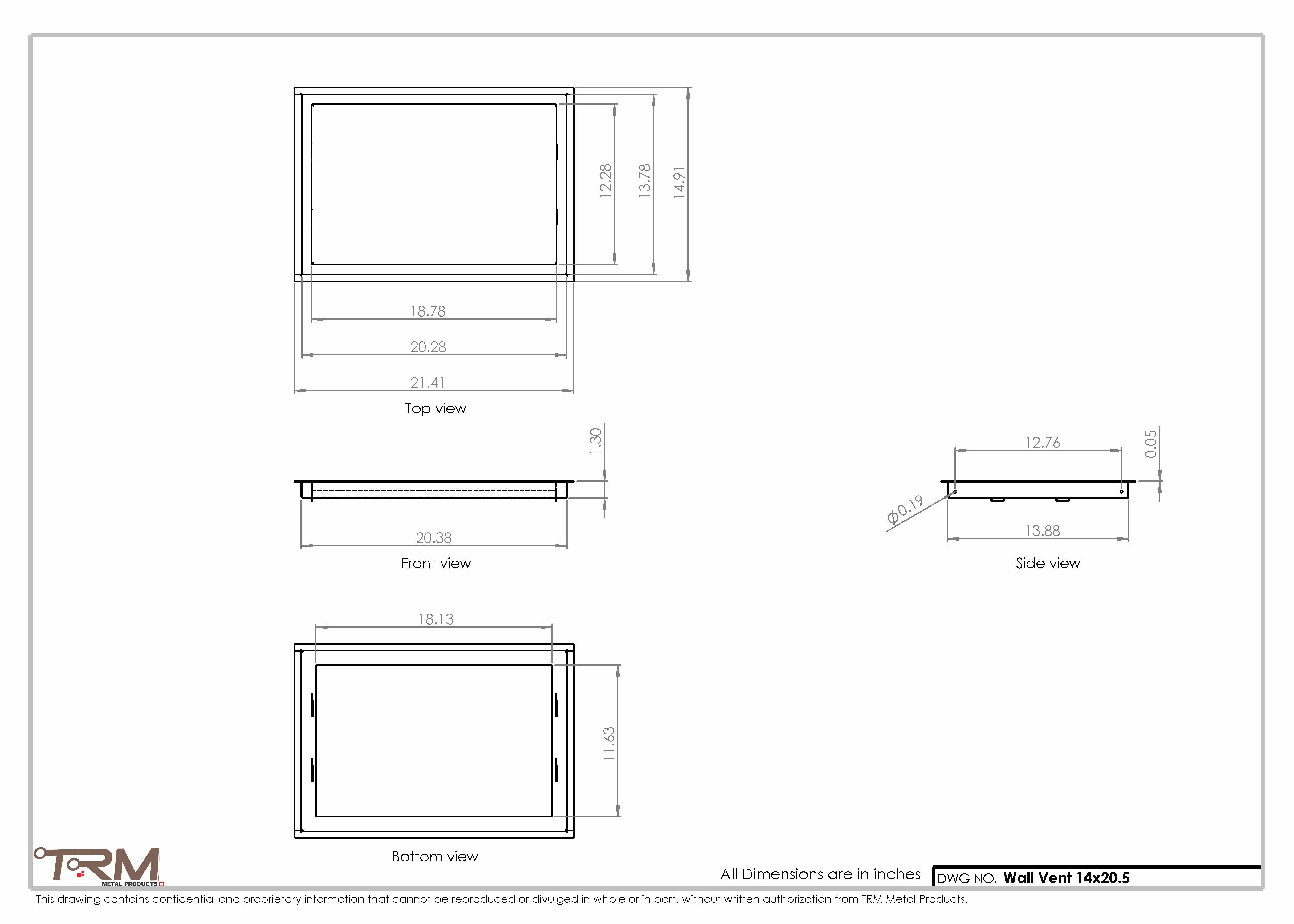14x20.5 - Wall Vent - Modern Vent Cover - Return Air Vent - TRM Metal 20.5x14 - Image 2