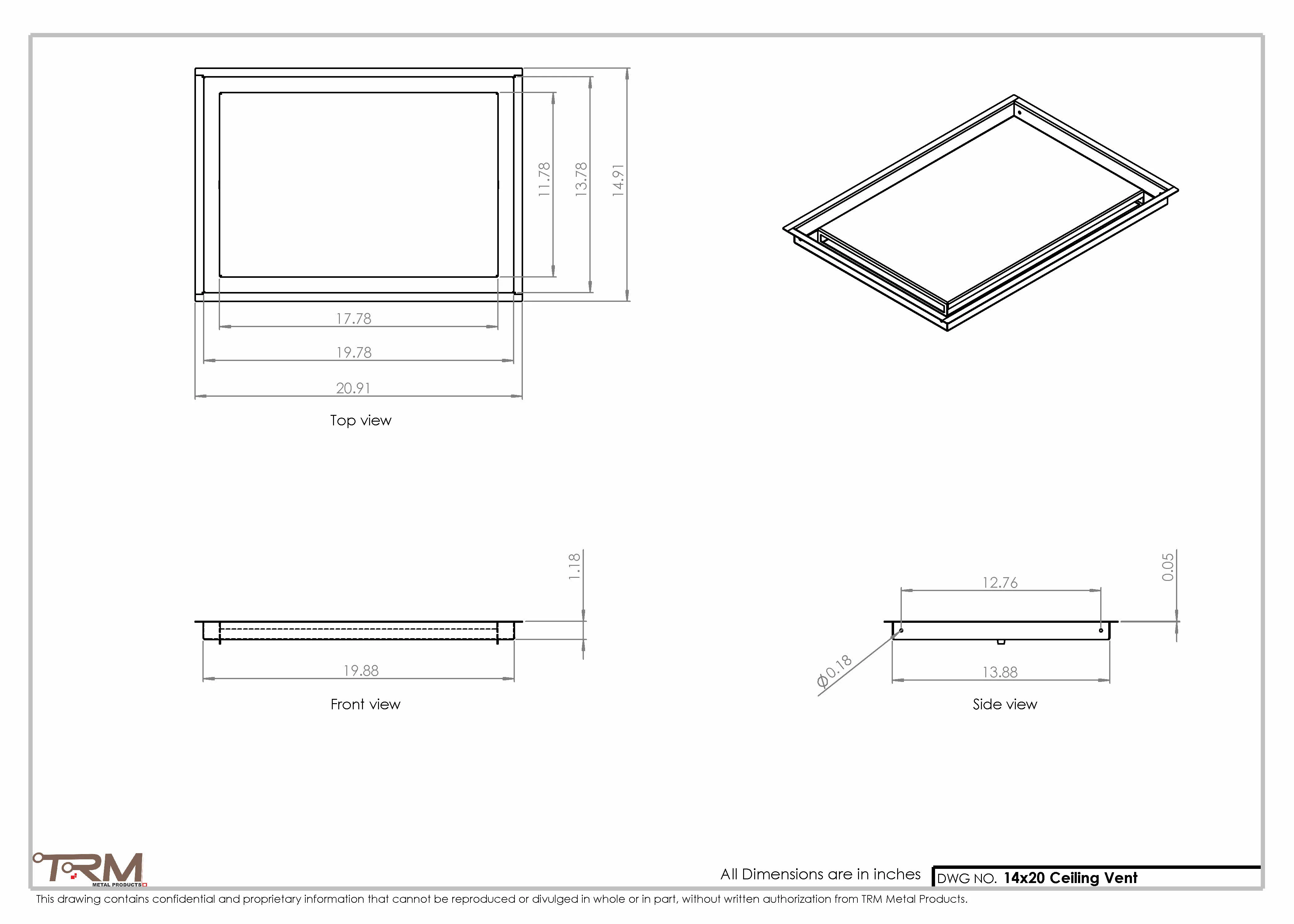 14x20-Modern-Ceiling-Vent Cover-TRM Metal- 20x14 - Image 2