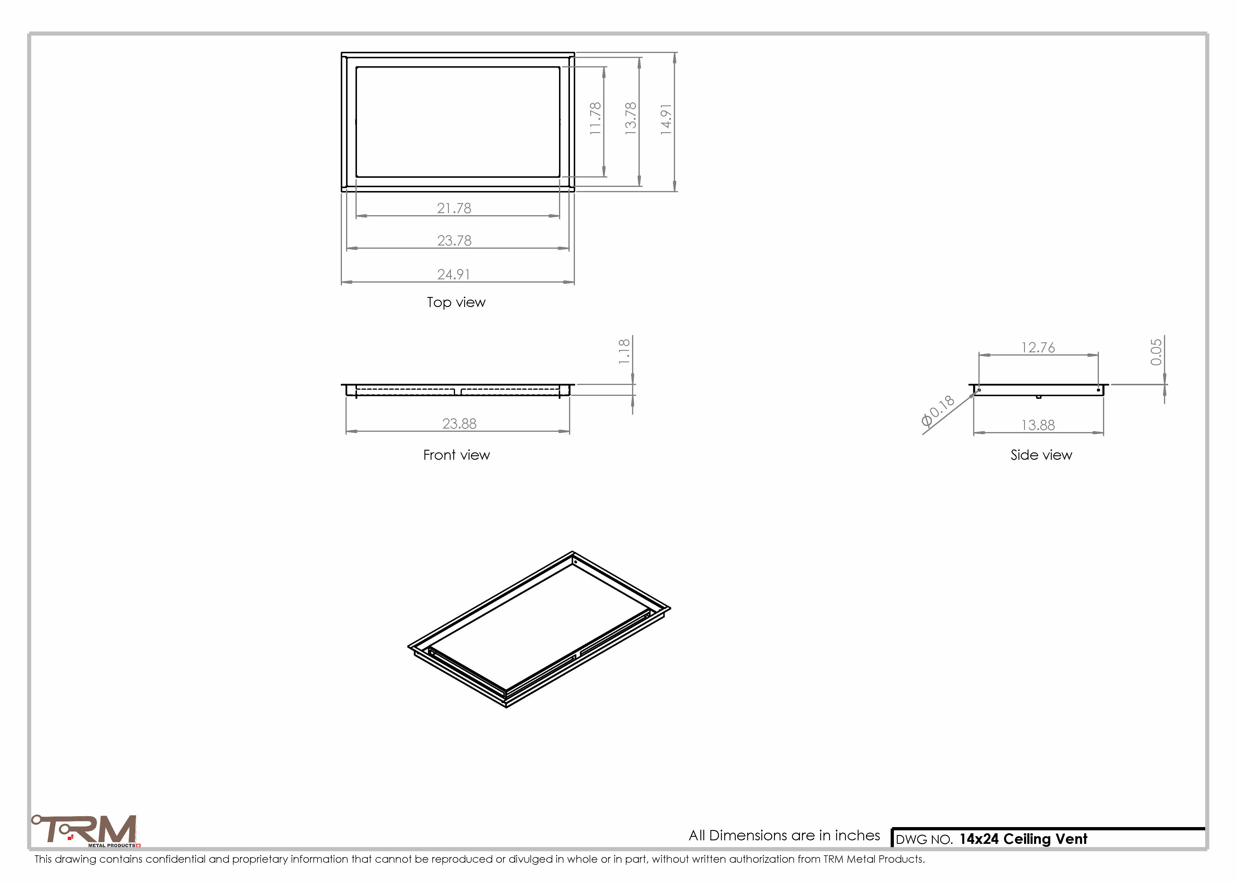14x24-Modern-Ceiling-Vent Cover-TRM Metal- 24x14 - Image 2