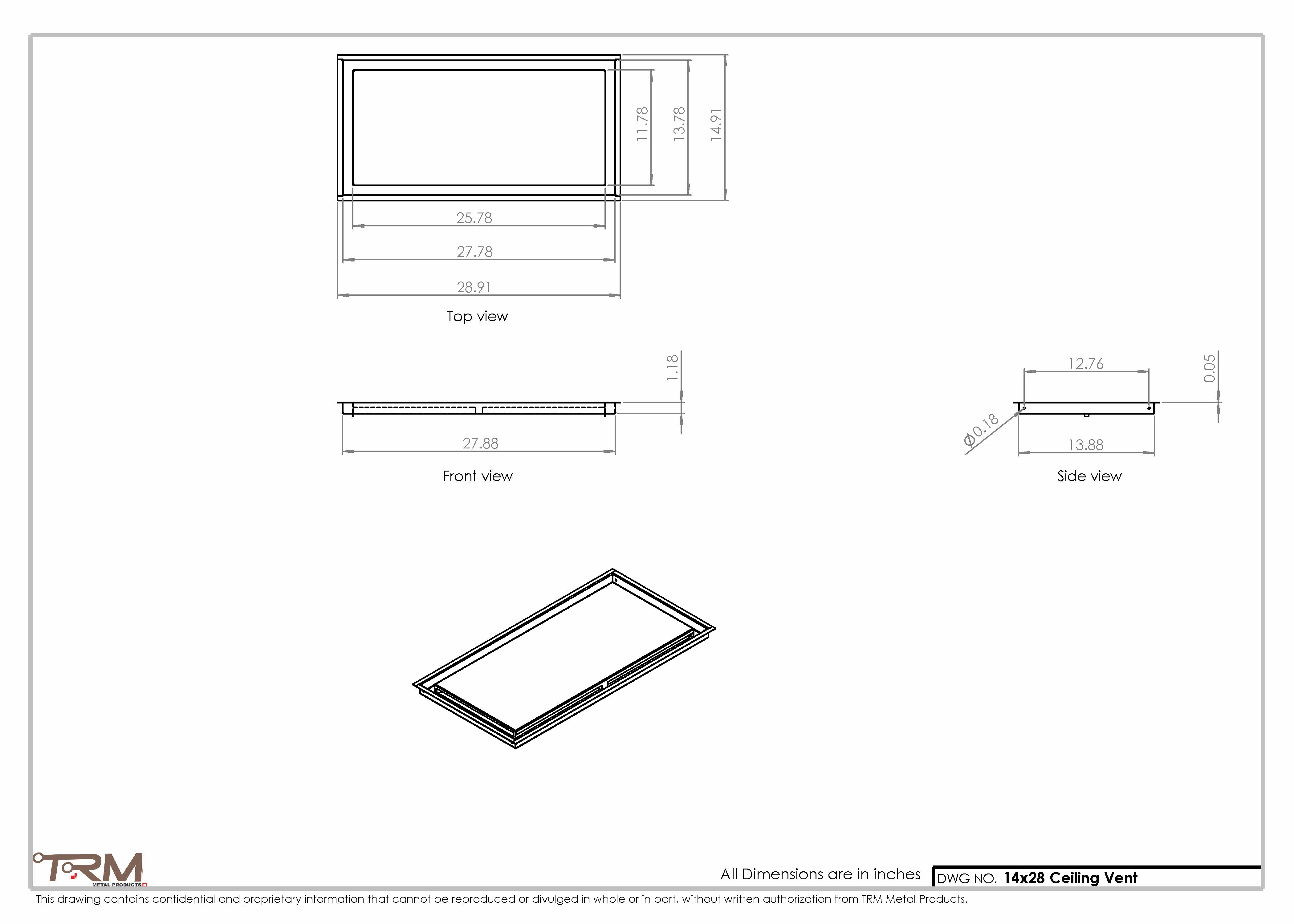 14x28-Modern-Ceiling-Vent Cover-TRM Metal- 28x14 - Image 2