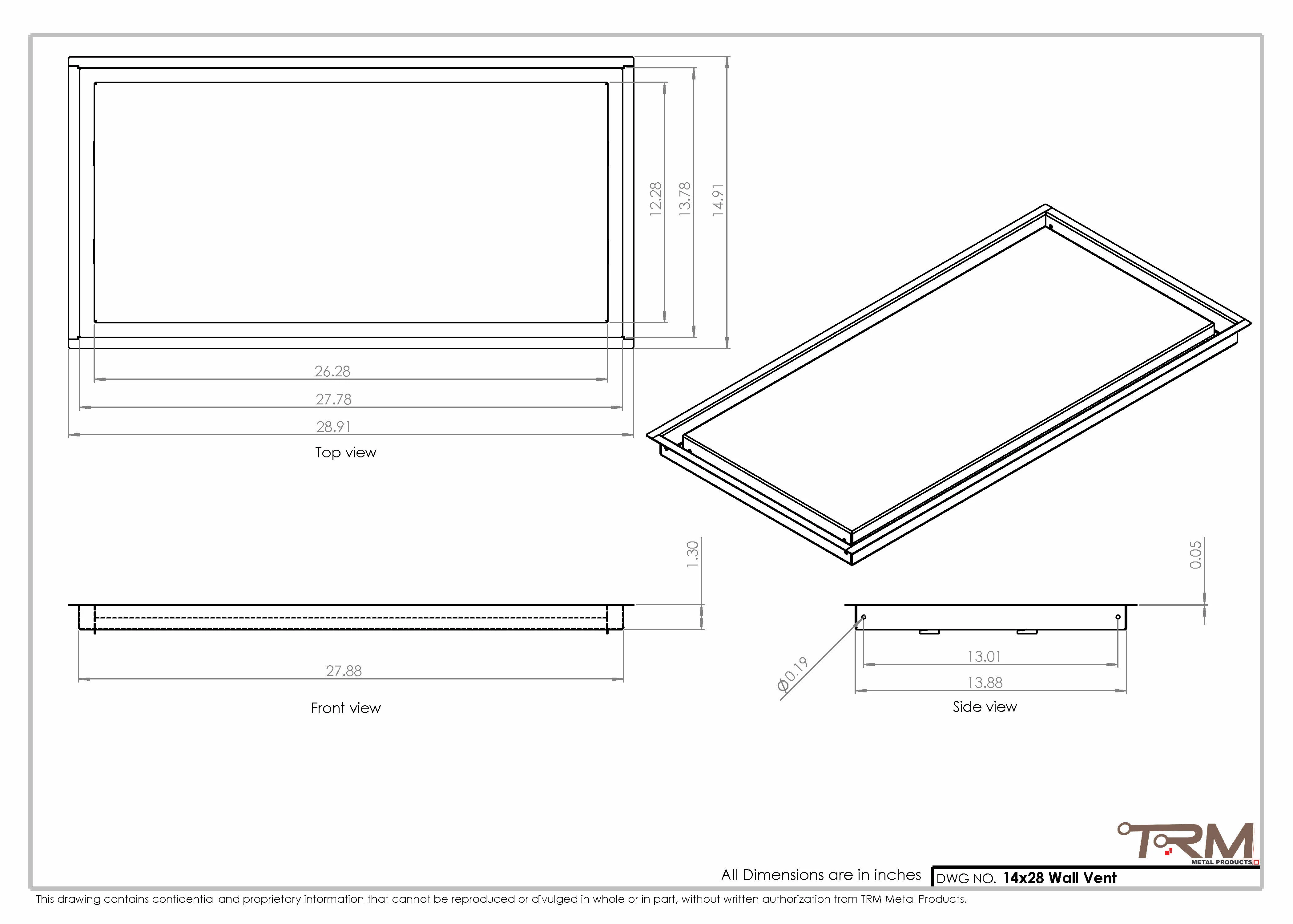 14x28 - Wall Vent - Modern Vent Cover -  Return Air Vent - TRM Metal  28x14 - Image 2