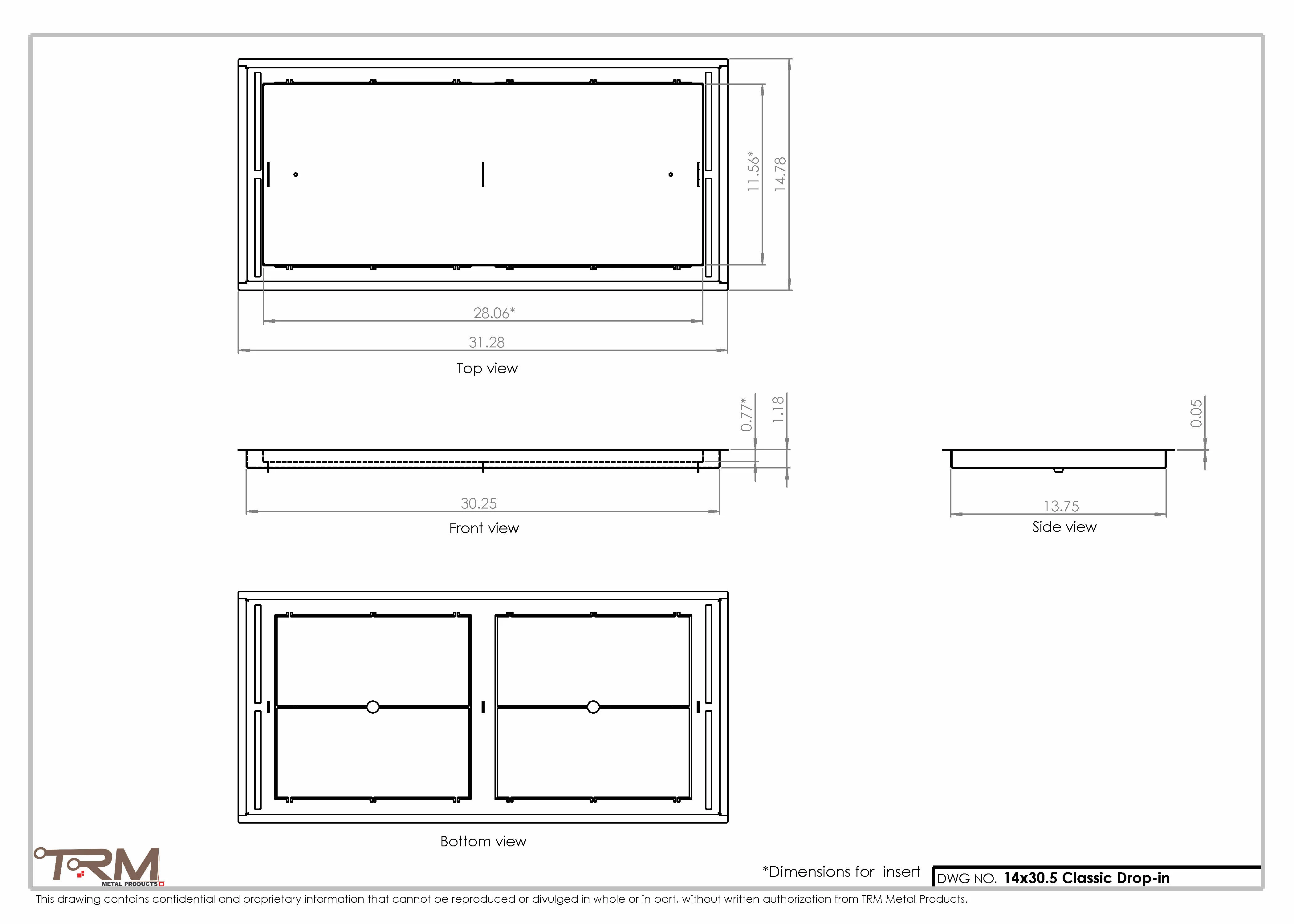 14x30.5 - Classic Drop-in Air Vent, Flush Floor-Matching, All Metal, Floor Vent Cover - TRM Metal  30.5x14 - Image 2