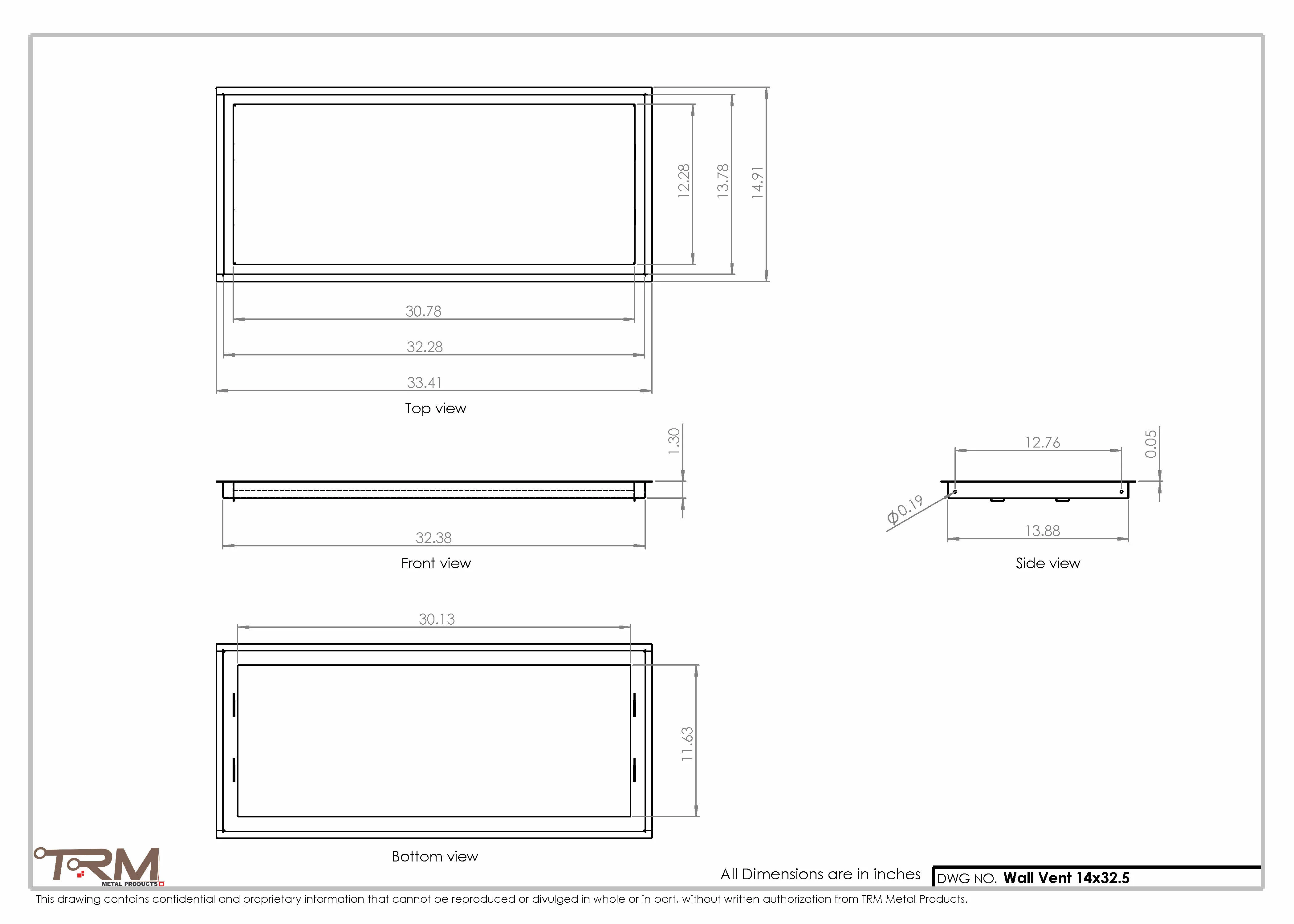 14x32.5 - Wall Vent - Modern Vent Cover -  Return Air Vent - TRM Metal  32.5x14 - Image 2