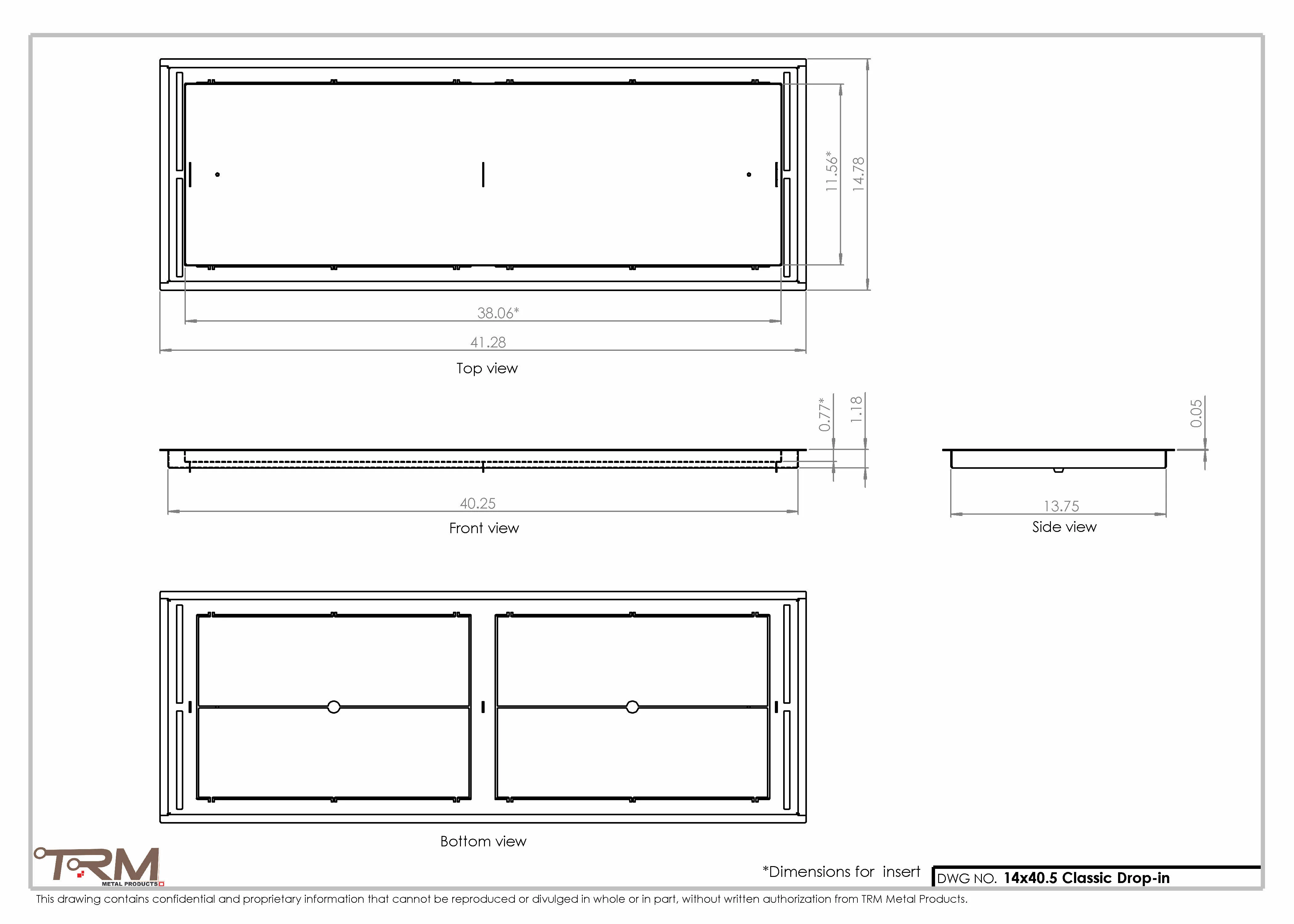 14x40.5 - Classic Drop-in Air Vent, Flush Floor-Matching, All Metal, Floor Vent Cover - TRM Metal  40.5x14 - Image 2