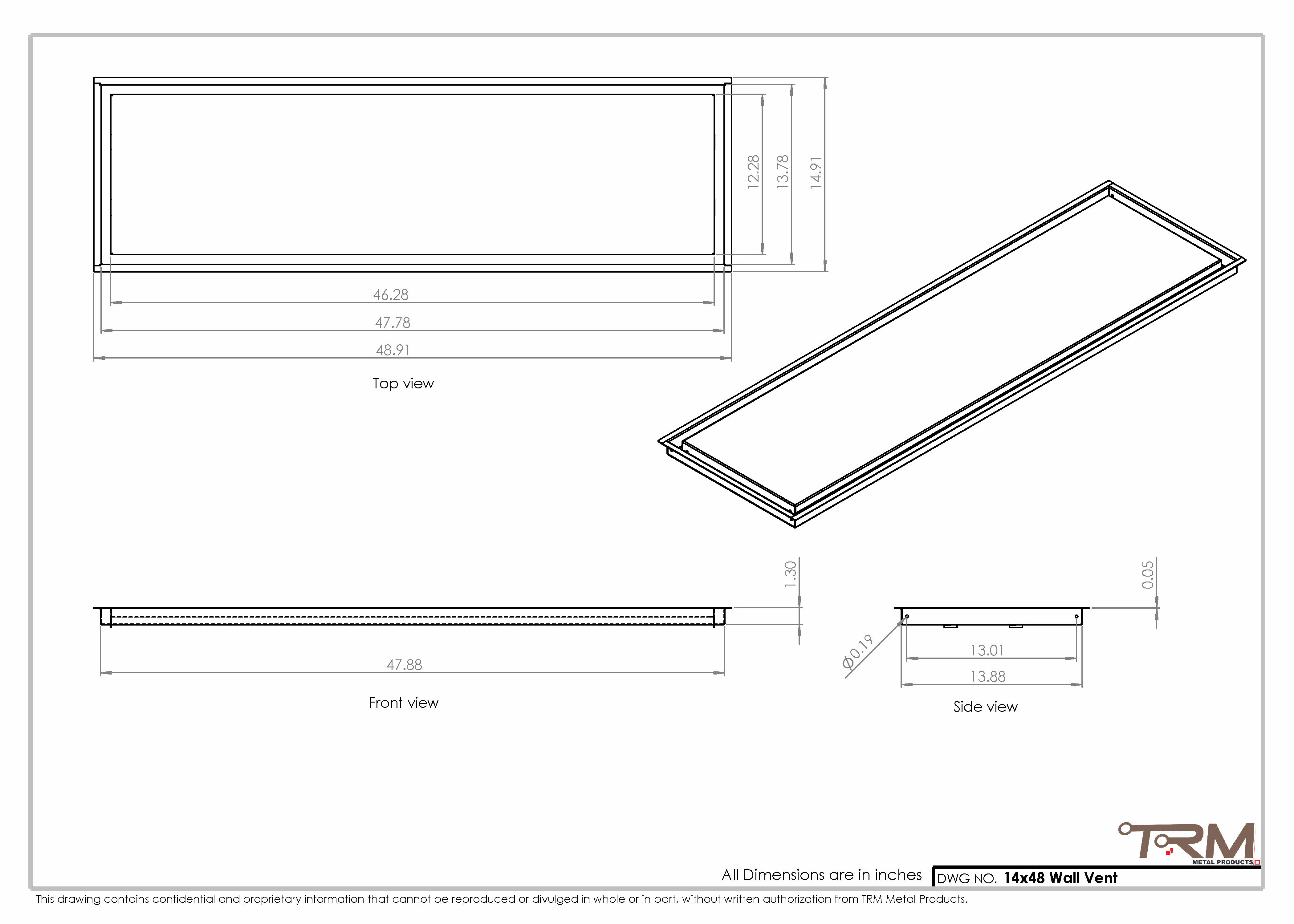 14x48 - Wall Vent - Modern Vent Cover - Return Air Vent - TRM Metal - Image 5