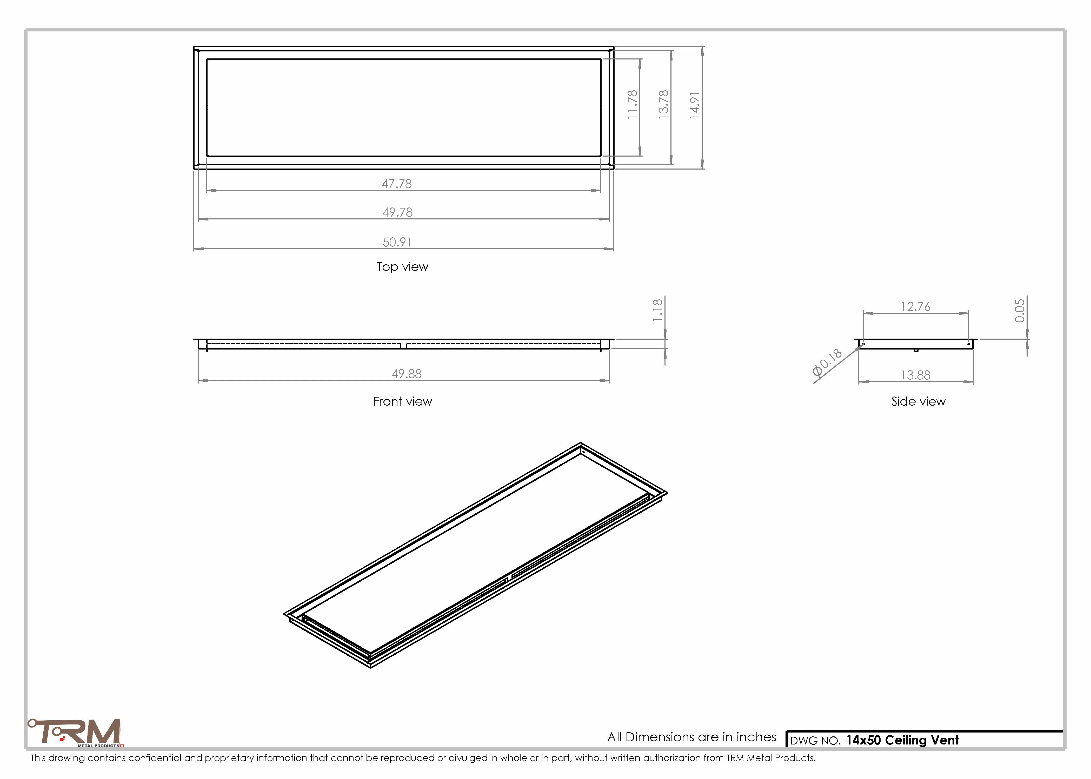 14x50-Modern-Ceiling-Vent Cover-TRM Metal- 50x14 - Image 2