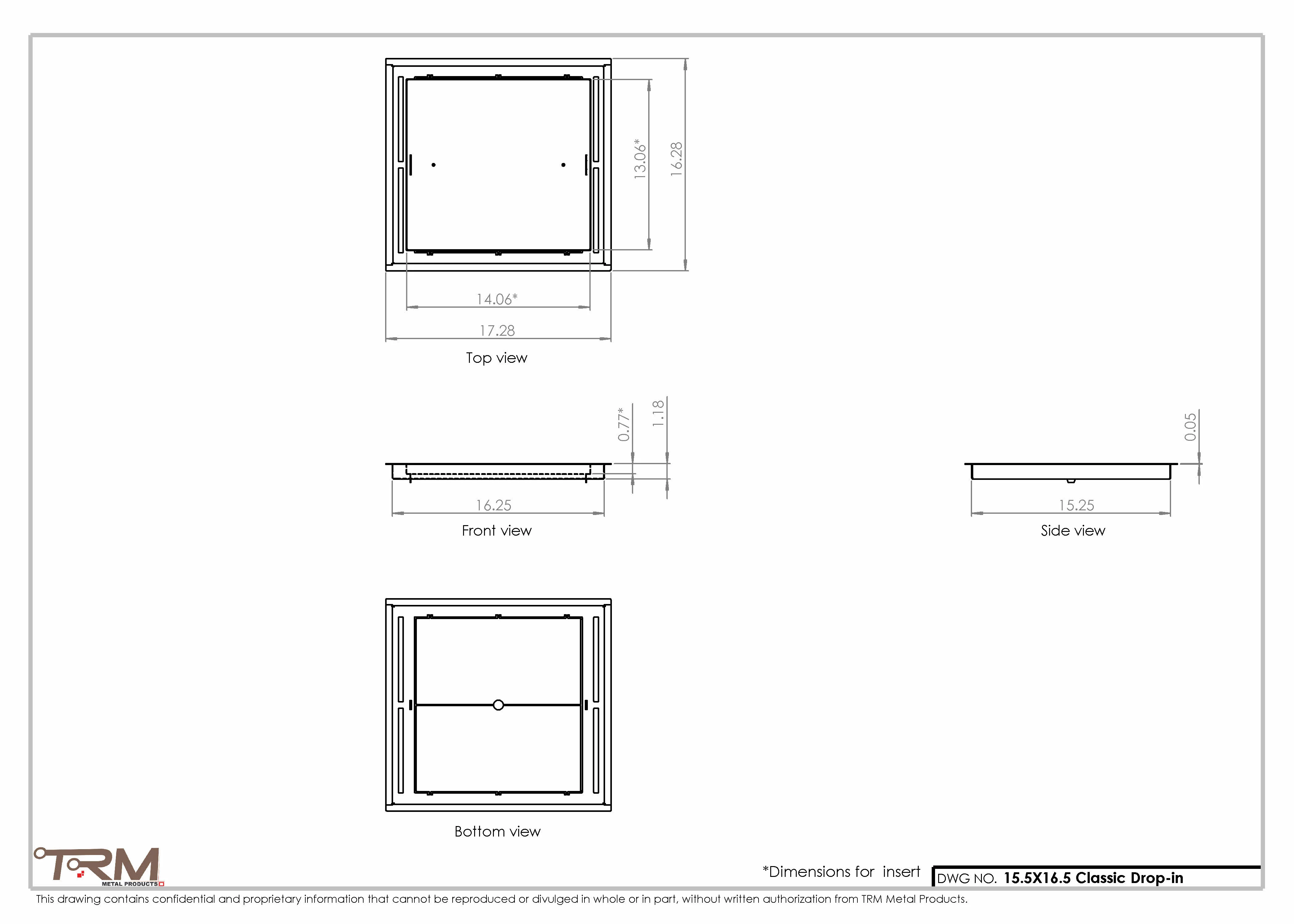 15.5x16.5 - Classic Drop-in Air Vent, Flush Floor-Matching, All Metal, Floor Vent Cover - TRM Metal  16.5x15.5 - Image 2