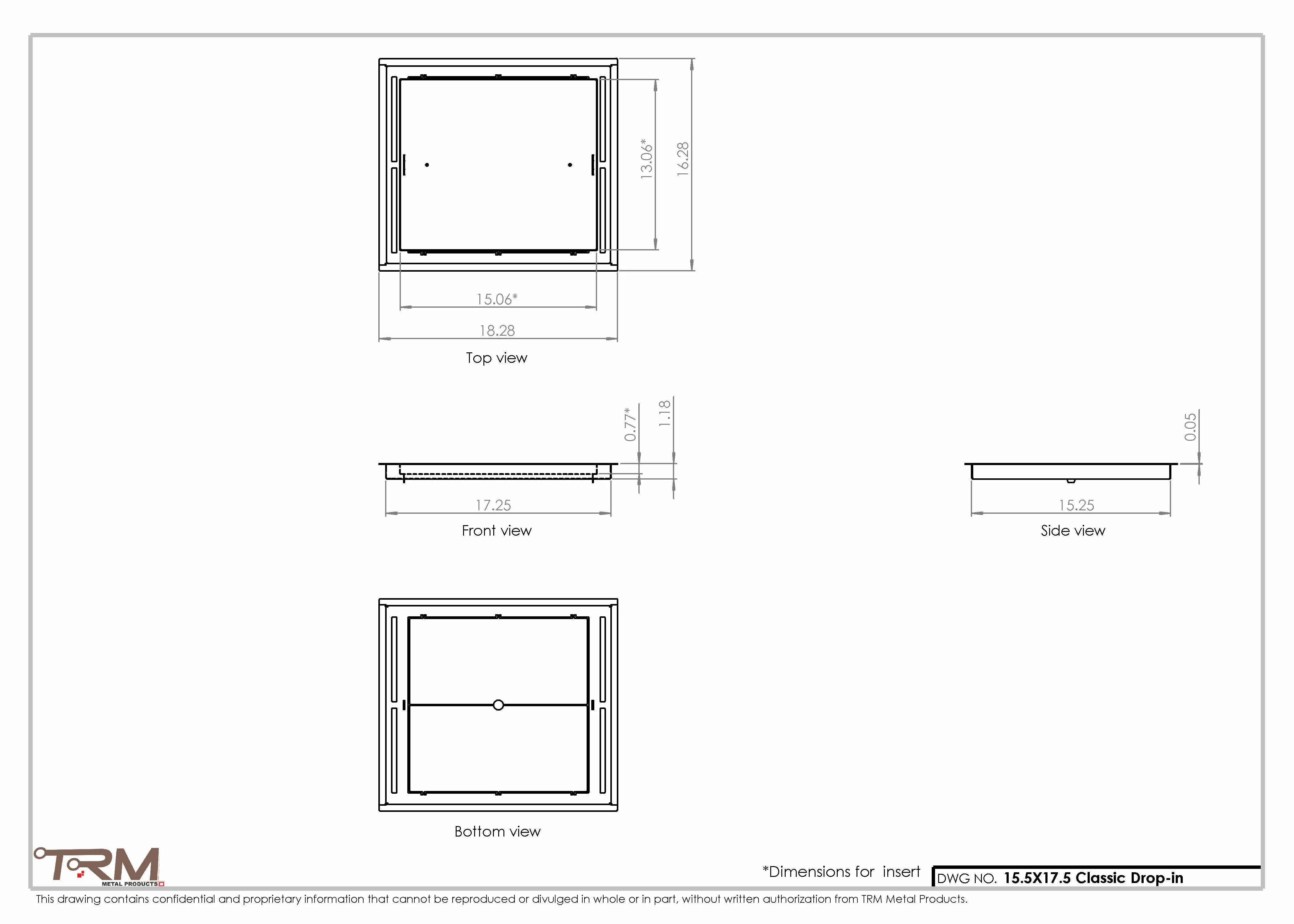 15.5x17.5 - Classic Drop-in Air Vent, Flush Floor-Matching, All Metal, Floor Vent Cover - TRM Metal 17.5x15.5 - Image 2