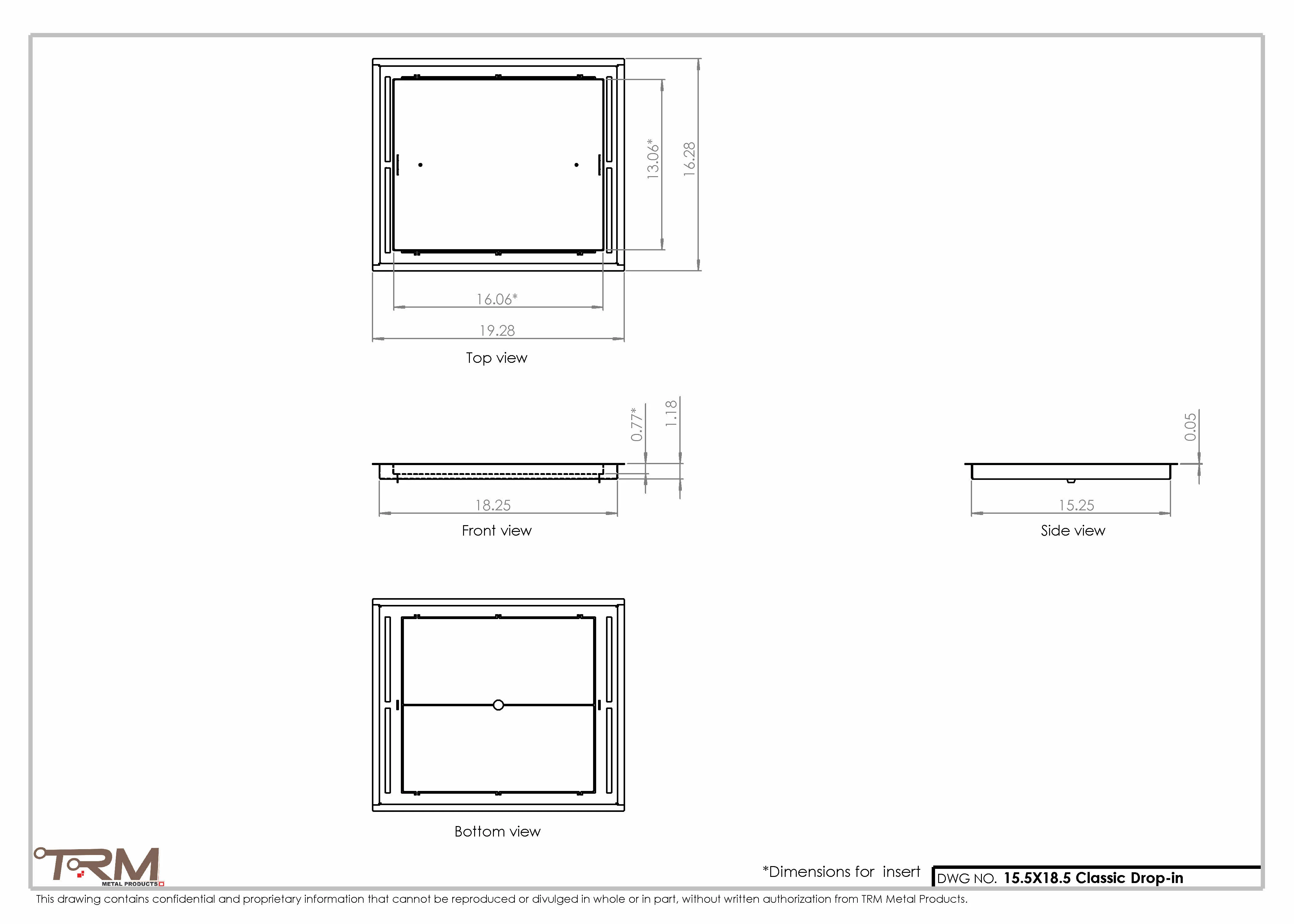 15.5x18.5 - Classic Drop-in Air Vent, Flush Floor-Matching, All Metal, Floor Vent Cover - TRM Metal  18.5x15.5 - Image 2