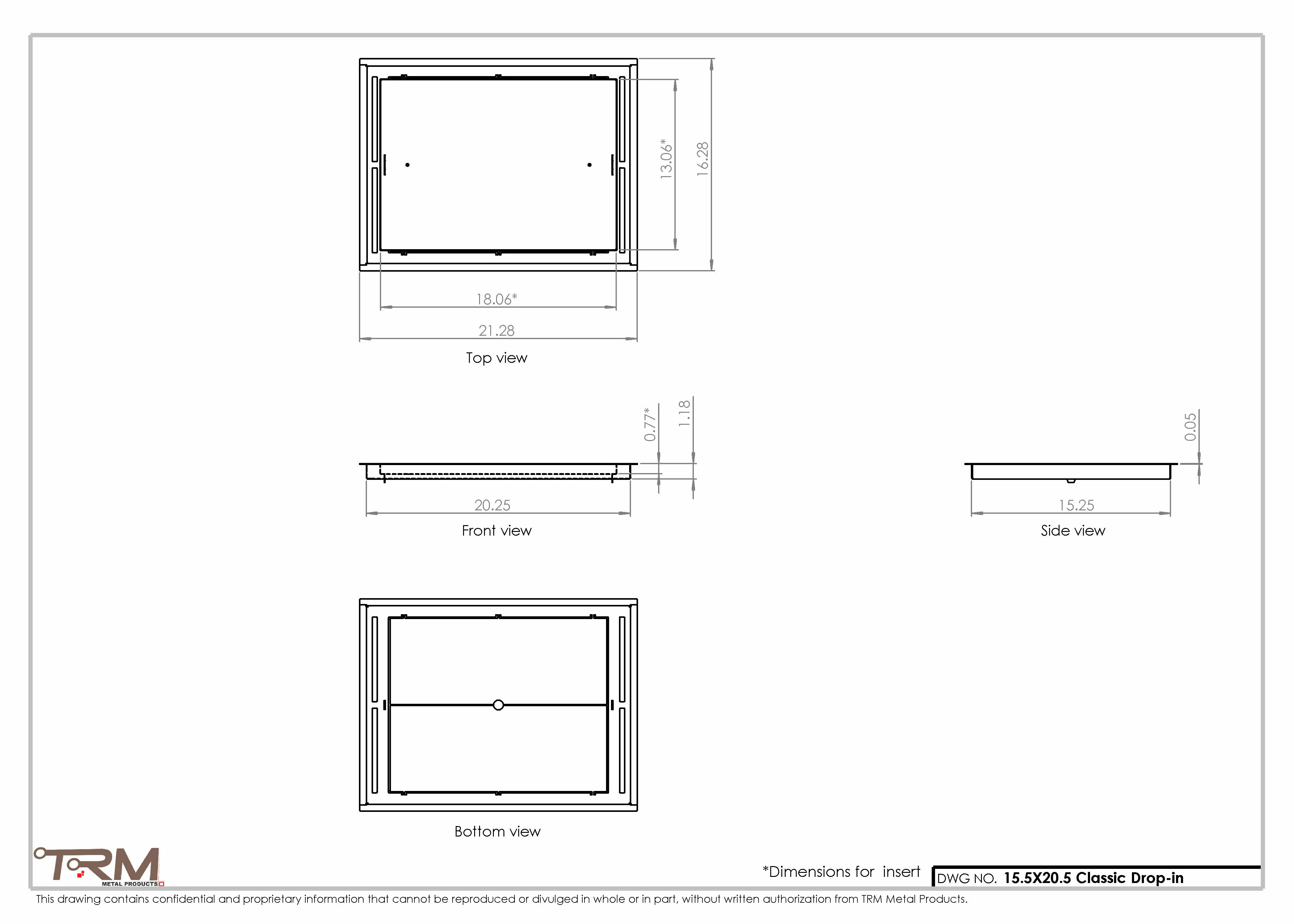 15.5x20.5 - Classic Drop-in Air Vent, Flush Floor-Matching, All Metal, Floor Vent Cover - TRM Metal  20.5x15.5 - Image 2
