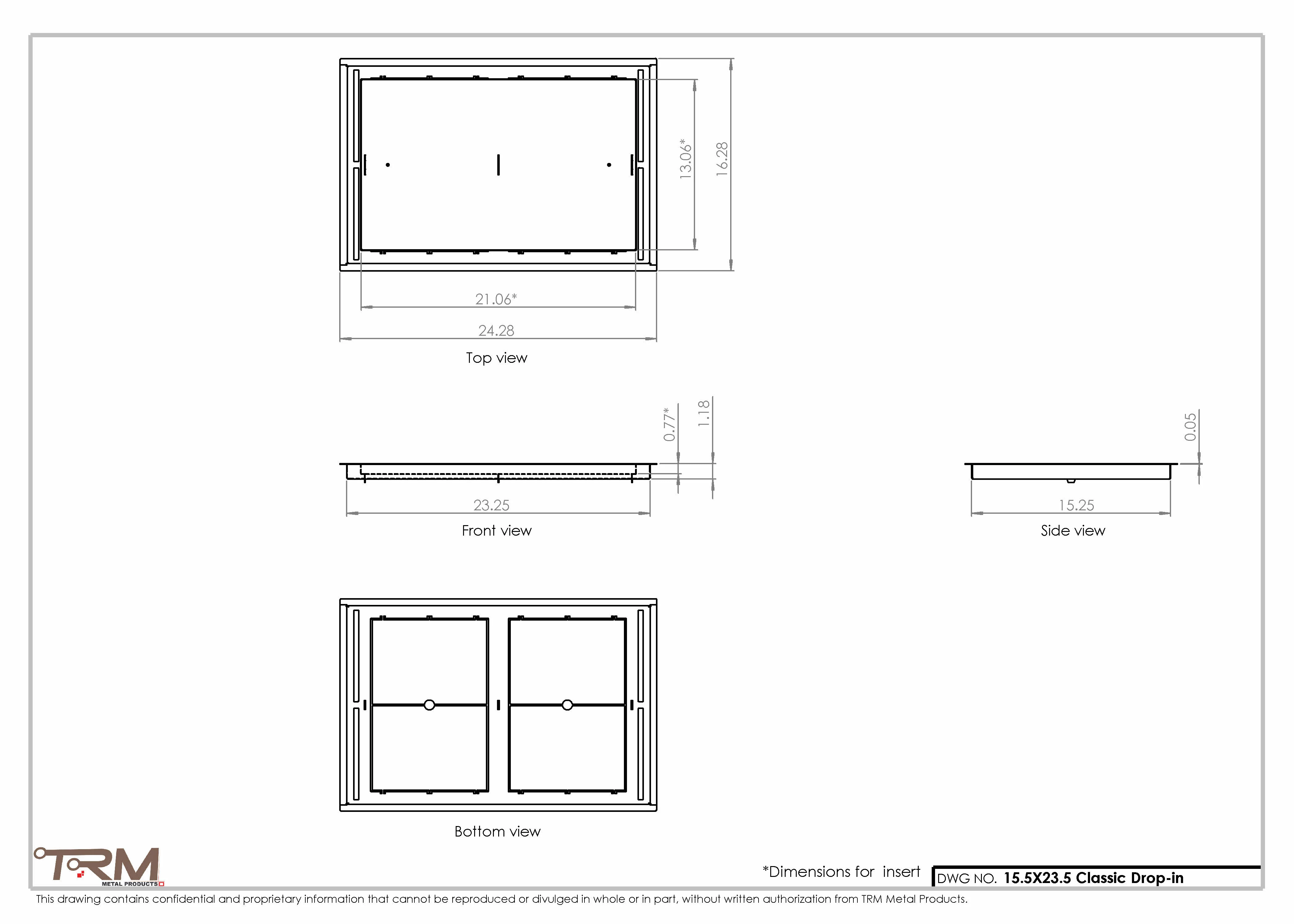 15.5x23.5 - Classic Drop-in Air Vent, Flush Floor-Matching, All Metal, Floor Vent Cover - TRM Metal  23.5x15.5 - Image 2