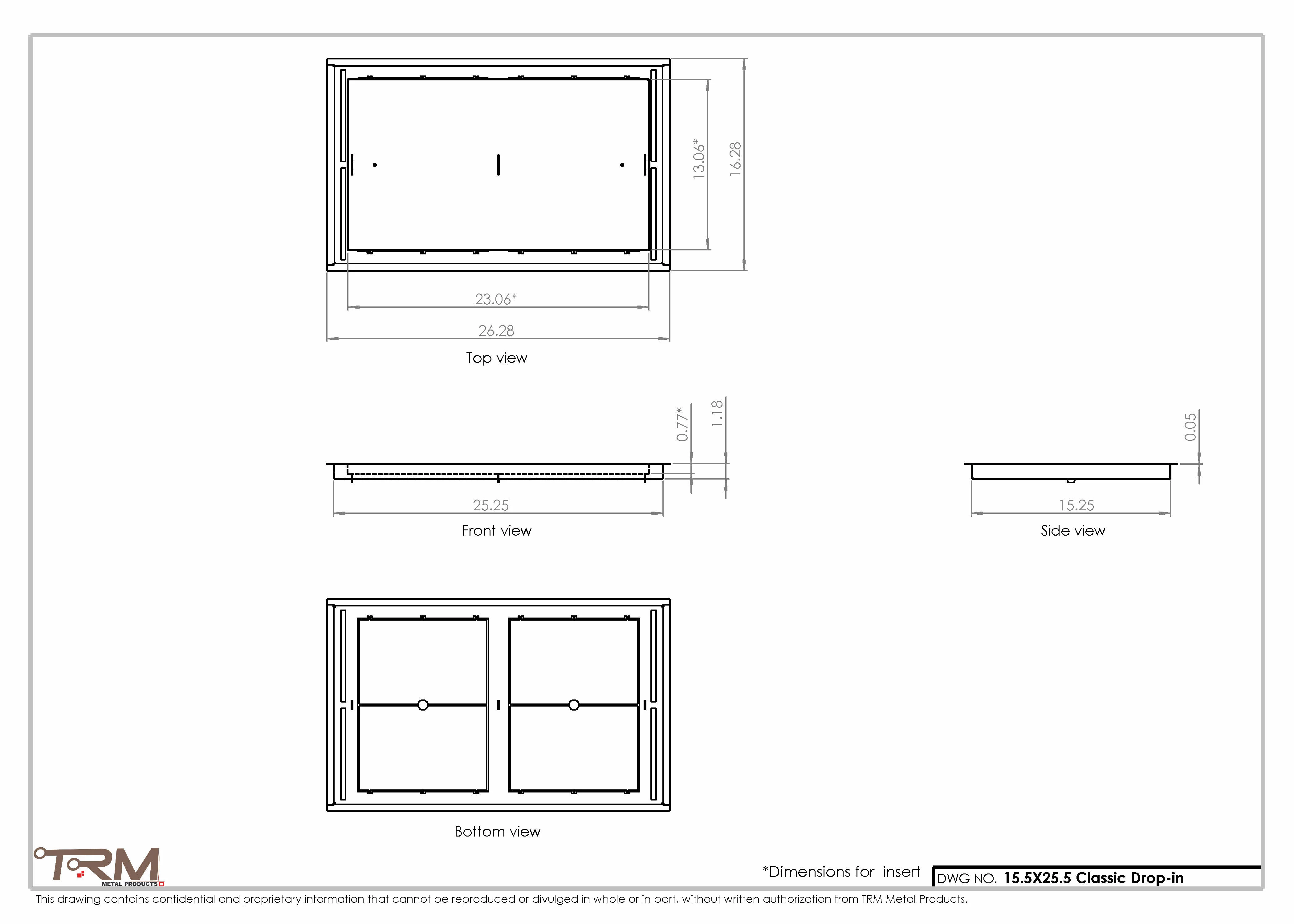 15.5x25.5 - Classic Drop-in Air Vent, Flush Floor-Matching, All Metal, Floor Vent Cover - TRM Metal  25.5x15.5 - Image 2